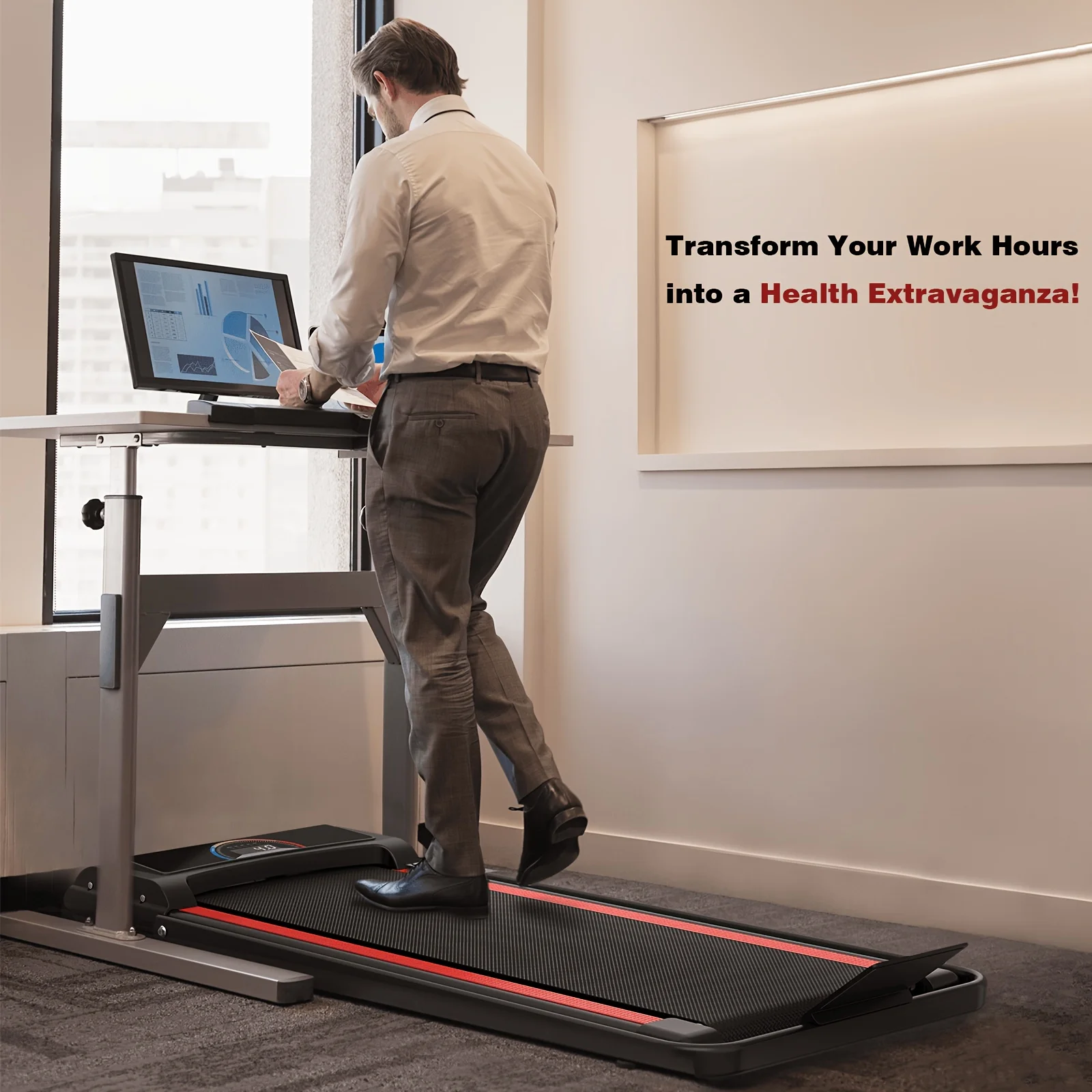[TREADMILL CLEARANCE] FYC 2.5HP Folding Treadmill with Adjustable Height Desk & Incline - Compact Electric Treadmill Bluetooth Speaker for Running Walking Foldable Portable  (Silver)