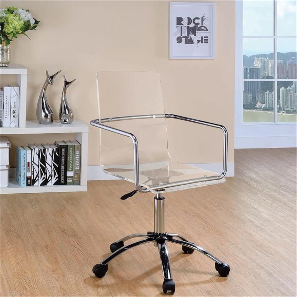 Coaster Amaturo Amaturo Swivel Metal Frame Office Chair in Clear Acrylic Seat