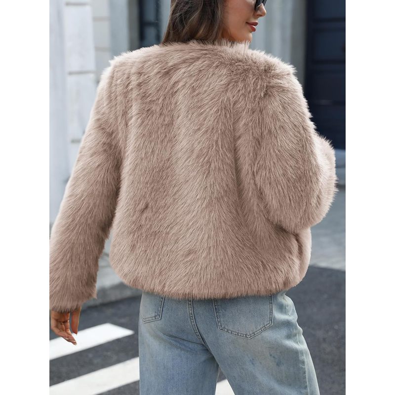 Women's Fluffy Faux Fur Cropped Coat