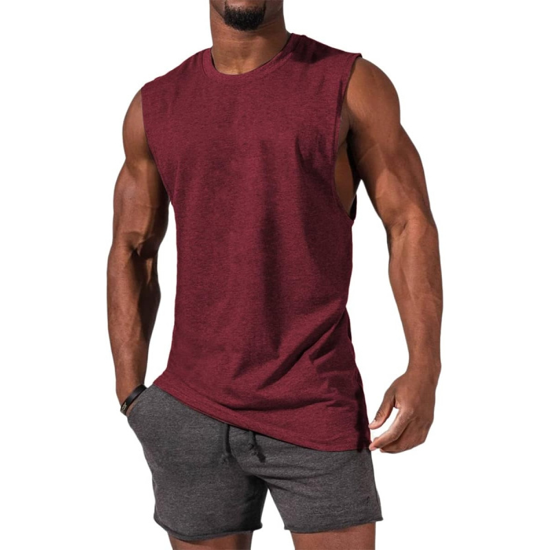 Men's Sleeveless Tank Tops Crewneck Solid Loose Fit Shirt