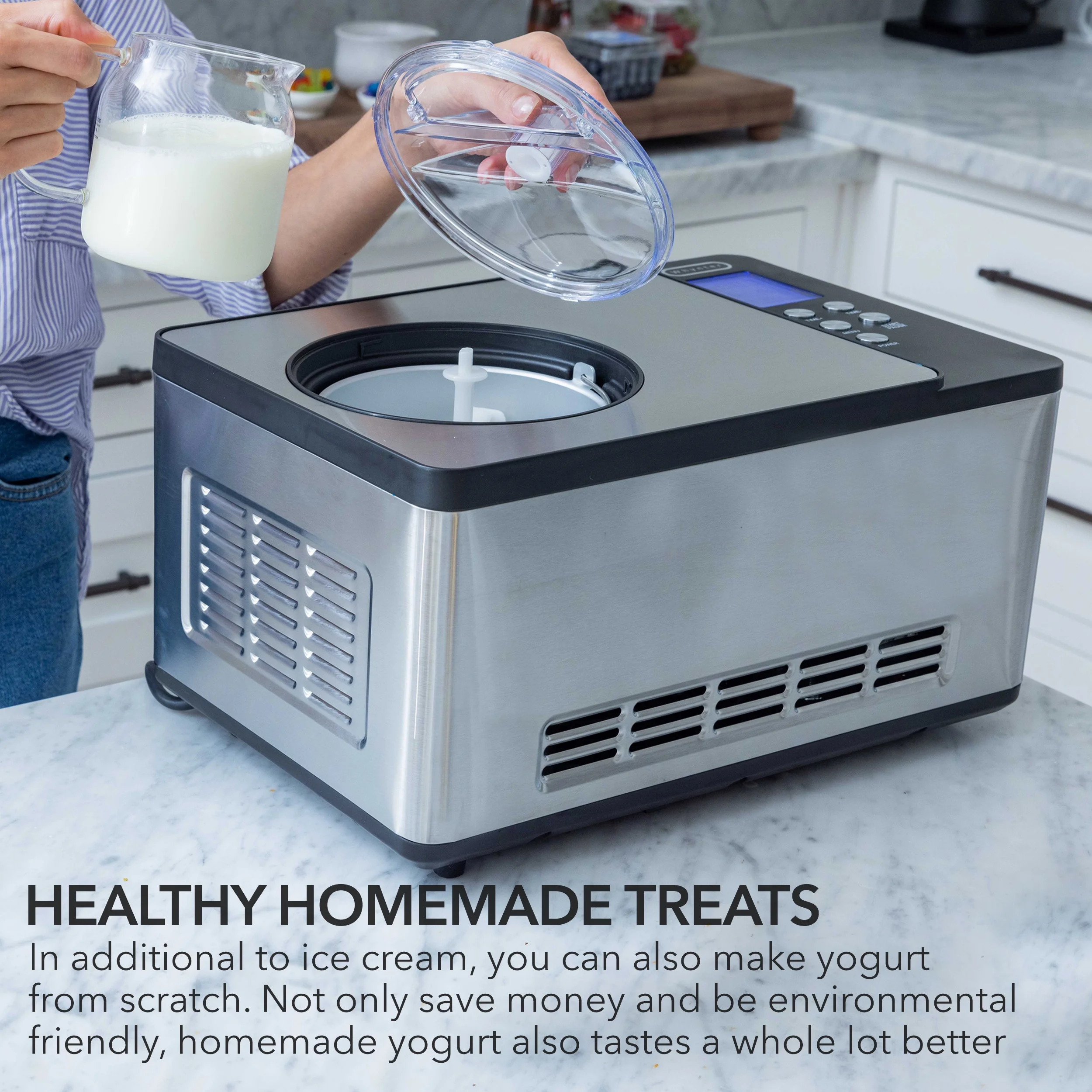 Whynter 2 Quart Capacity Ice Cream Maker Yogurt Incubator, Stainless Steel Bowl