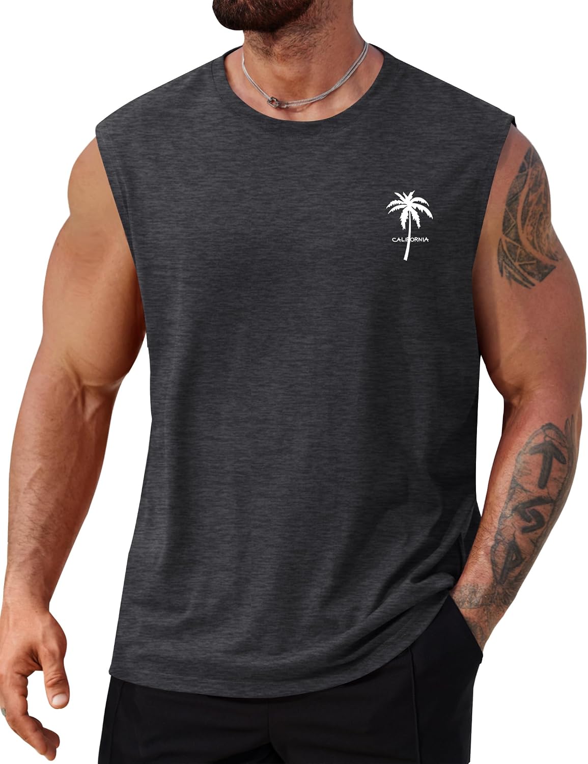 Men's Beach Summer Tank Tops Palm Tree Graphic