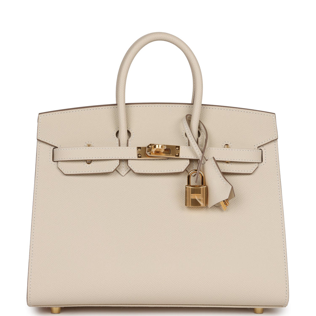 Birkin Sellier 25 Craie Epsom Gold Hardware