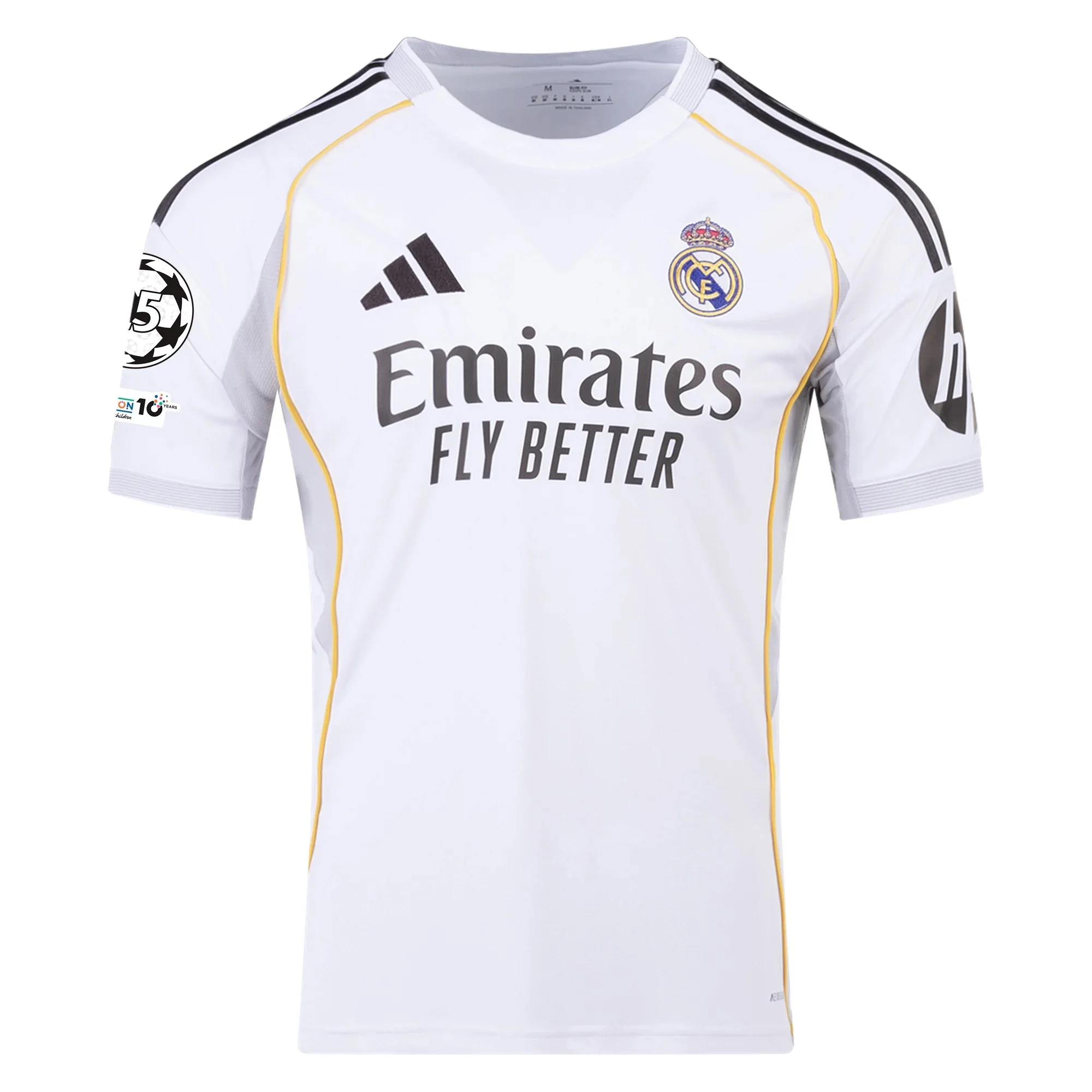 adidas Kylian Mbappé Real Madrid 25/26 Home Jersey w/ Champions League Patches (White)