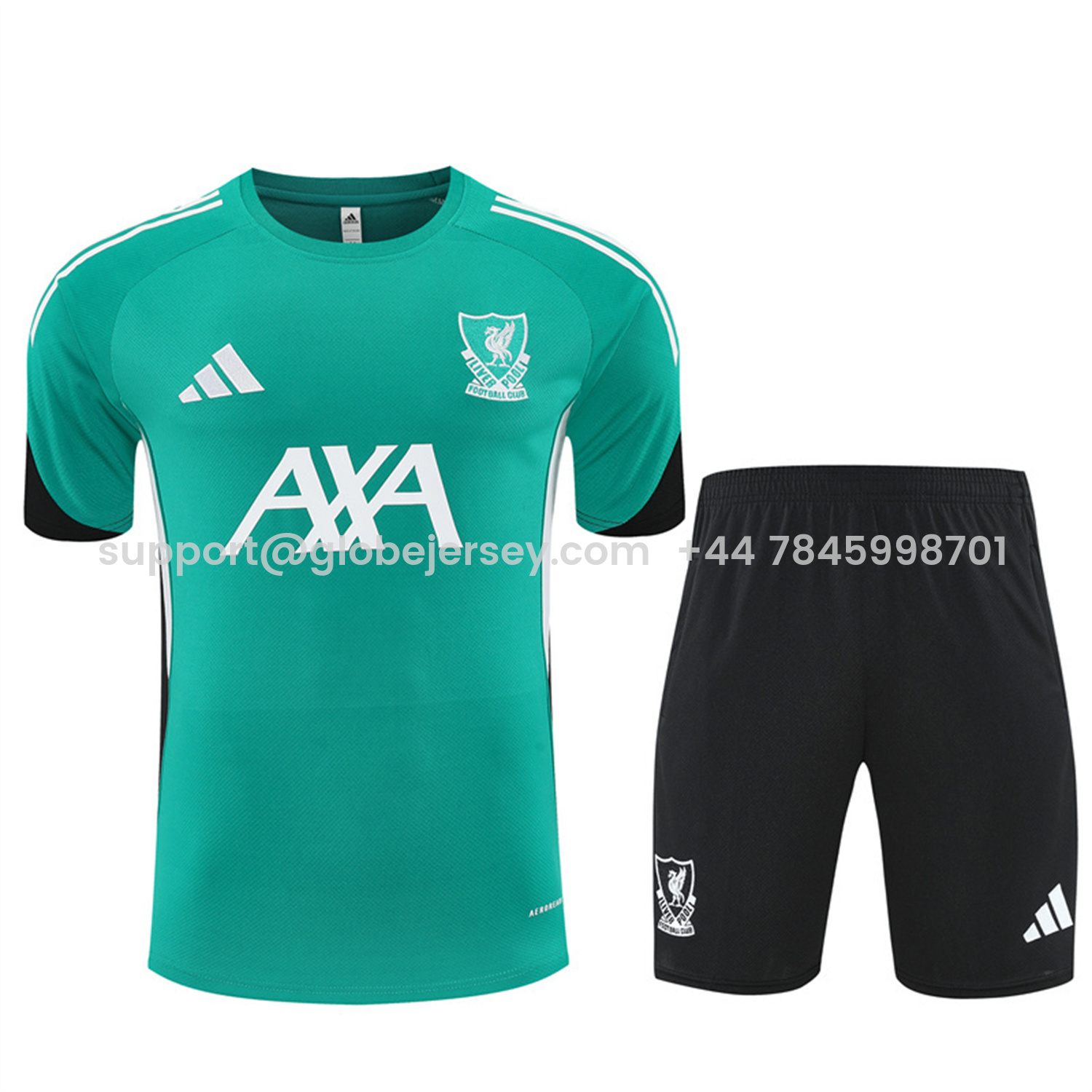 Liver.pool 25-26 Short-Sleeve Training Set - Green Top & Black Shorts