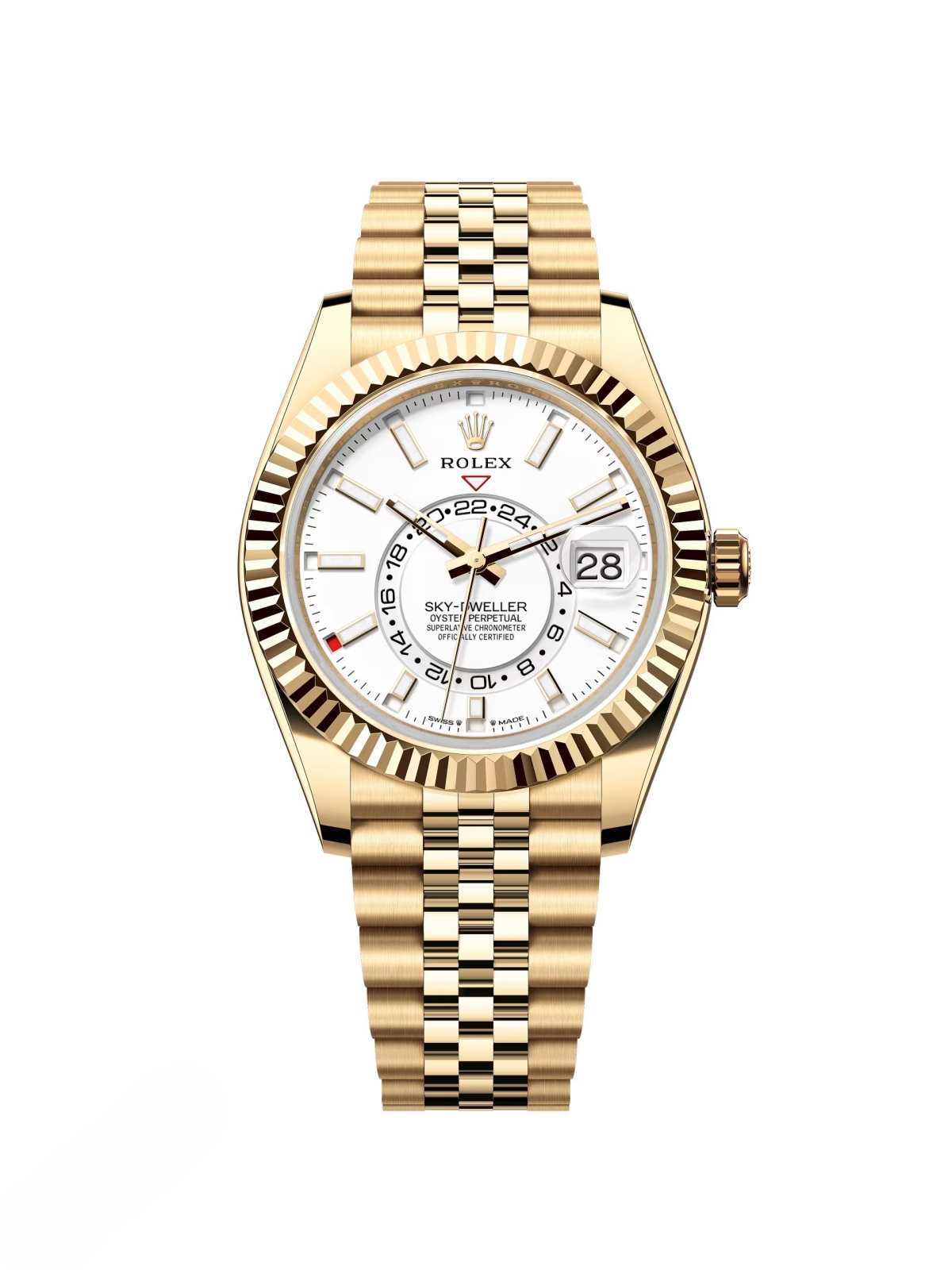 【Super Clone】RLX  Sky-Dweller 42mm Yellow Gold White Dial Jubilee - 336938