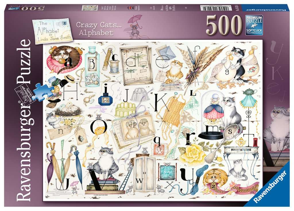 Crazy Cats Alphabet – 500 Piece Jigsaw Puzzle (Ravensburger)