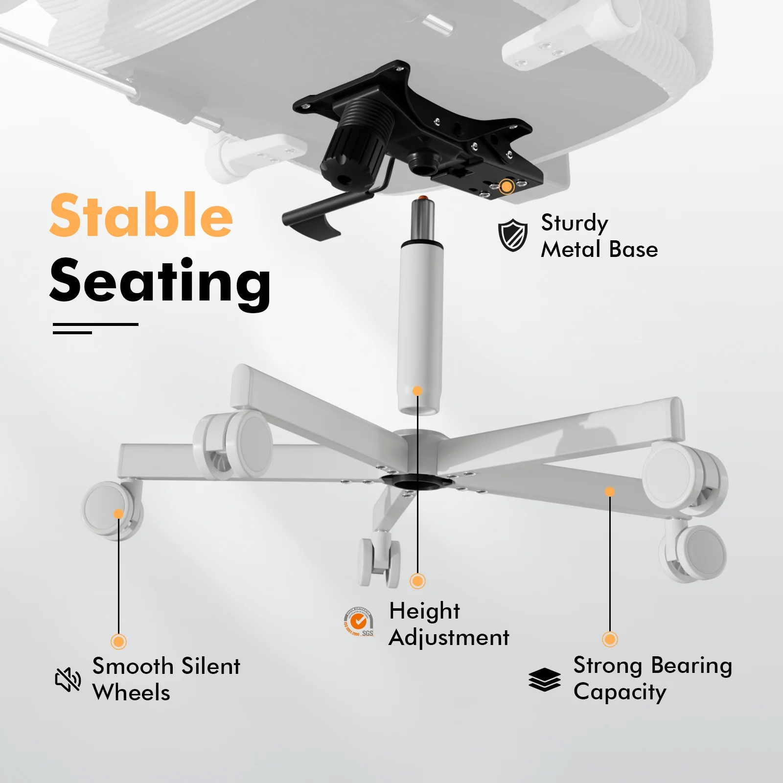 Ninecer Ergonomic Office Chair with Footrest, Big and Tall Computer Desk Chair for Adults, Adjustable Swivel Chair with Headrest Lumbar Support, Black