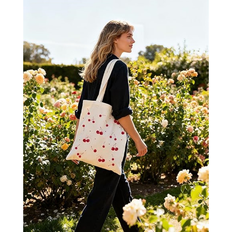 CANVORY Canvas Tote Bag with Aesthetic Prints