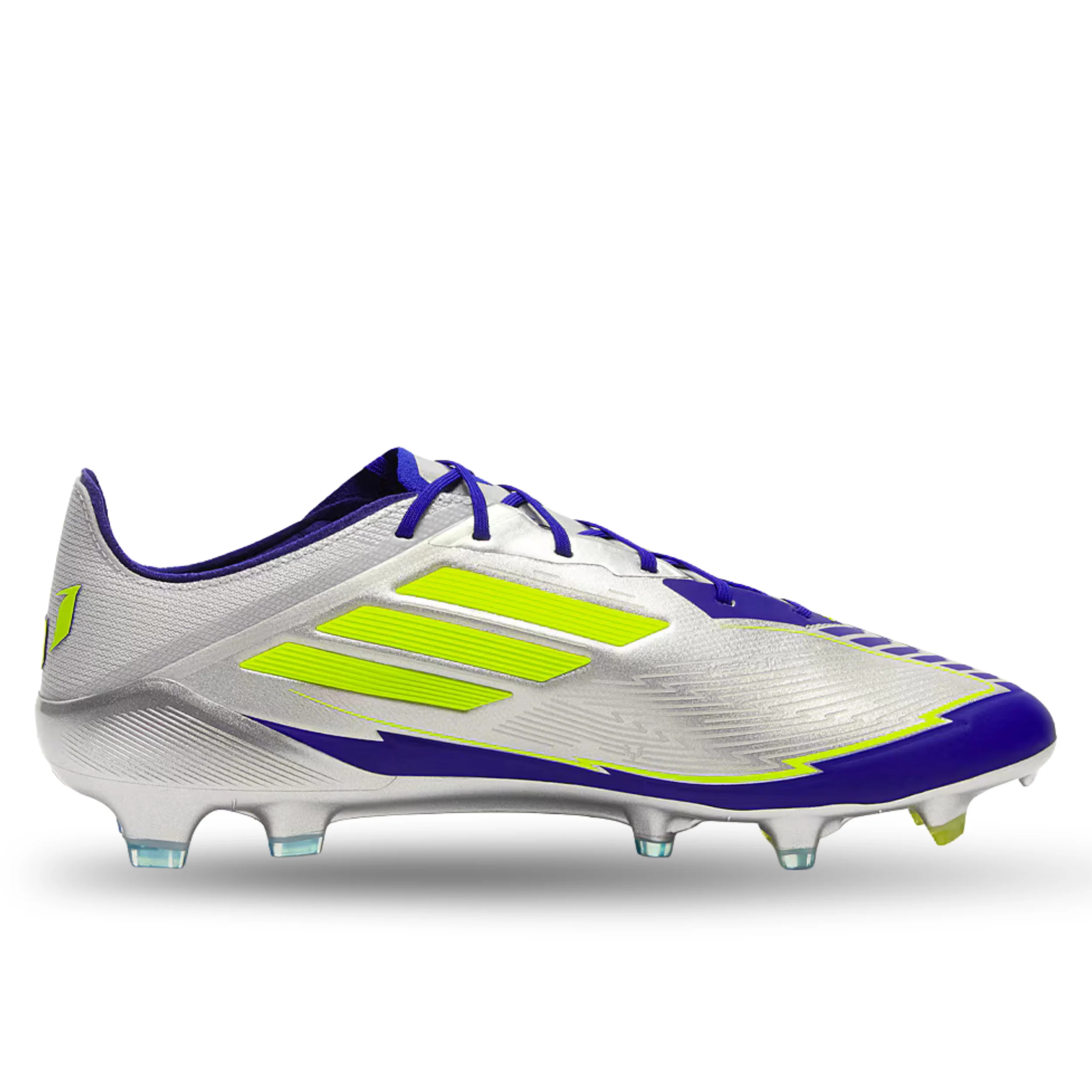 adidas F50 Messi Elite FG Soccer Cleats (Silver Metallic/Lucid Blue)