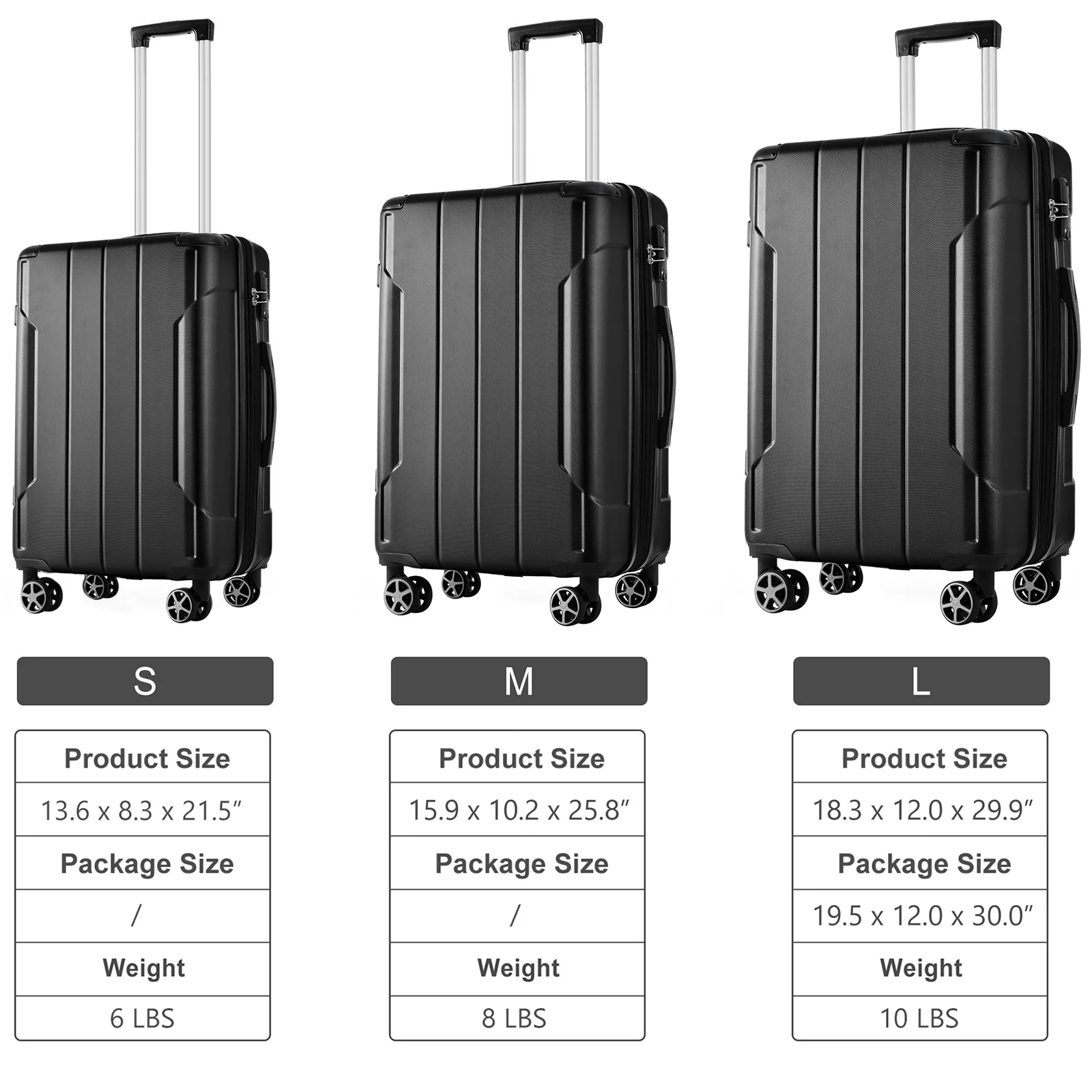 EUROCO 3 Piece Luggage Set, Expandable Hardshell Suitcase with TSA Lock and Double Spinner Wheels,ABS Lightweight Durable Travel luggage Set(20