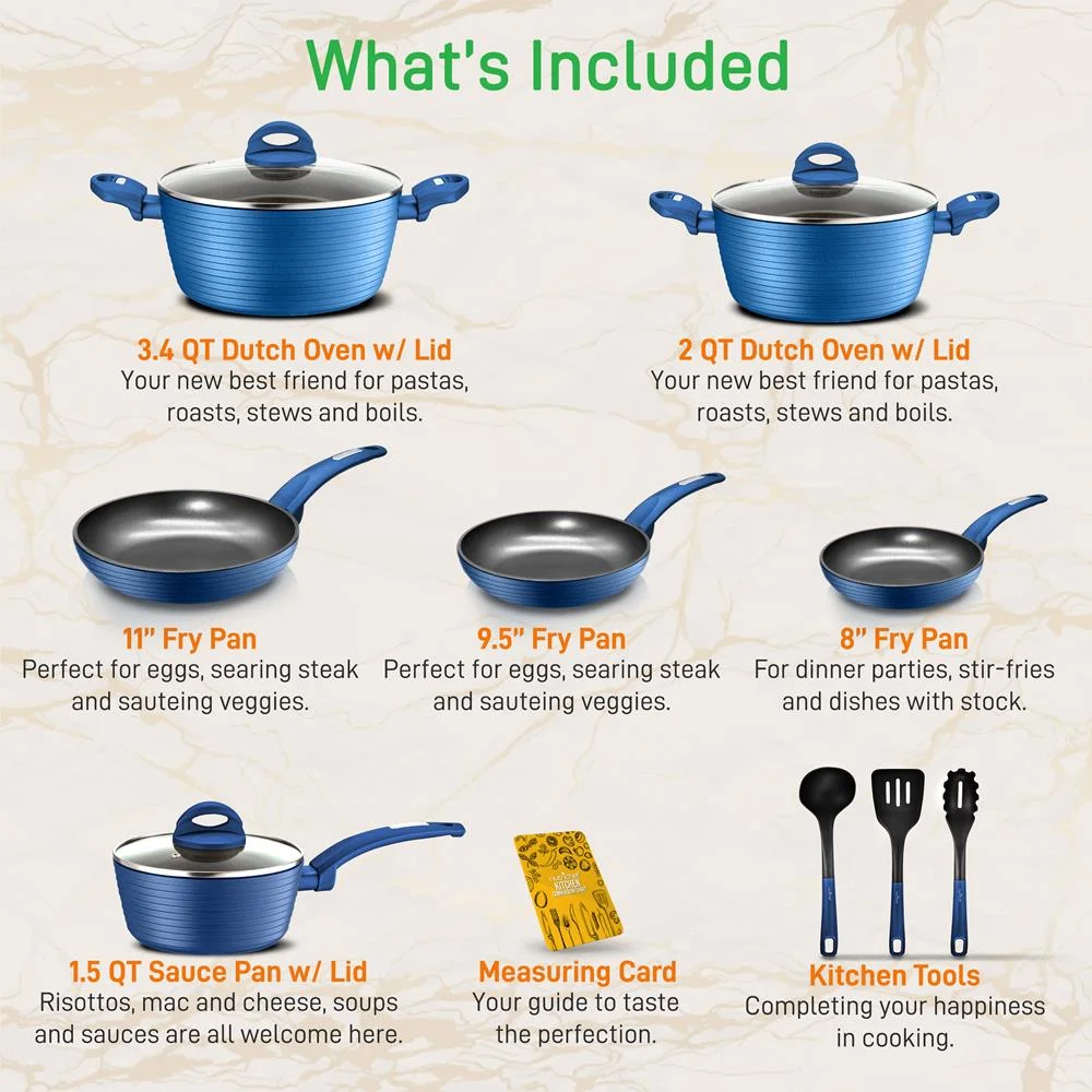 NutriChef Ridge Line Nonstick Kitchen Cookware Pots and Pan, 12 Piece Set, Gray