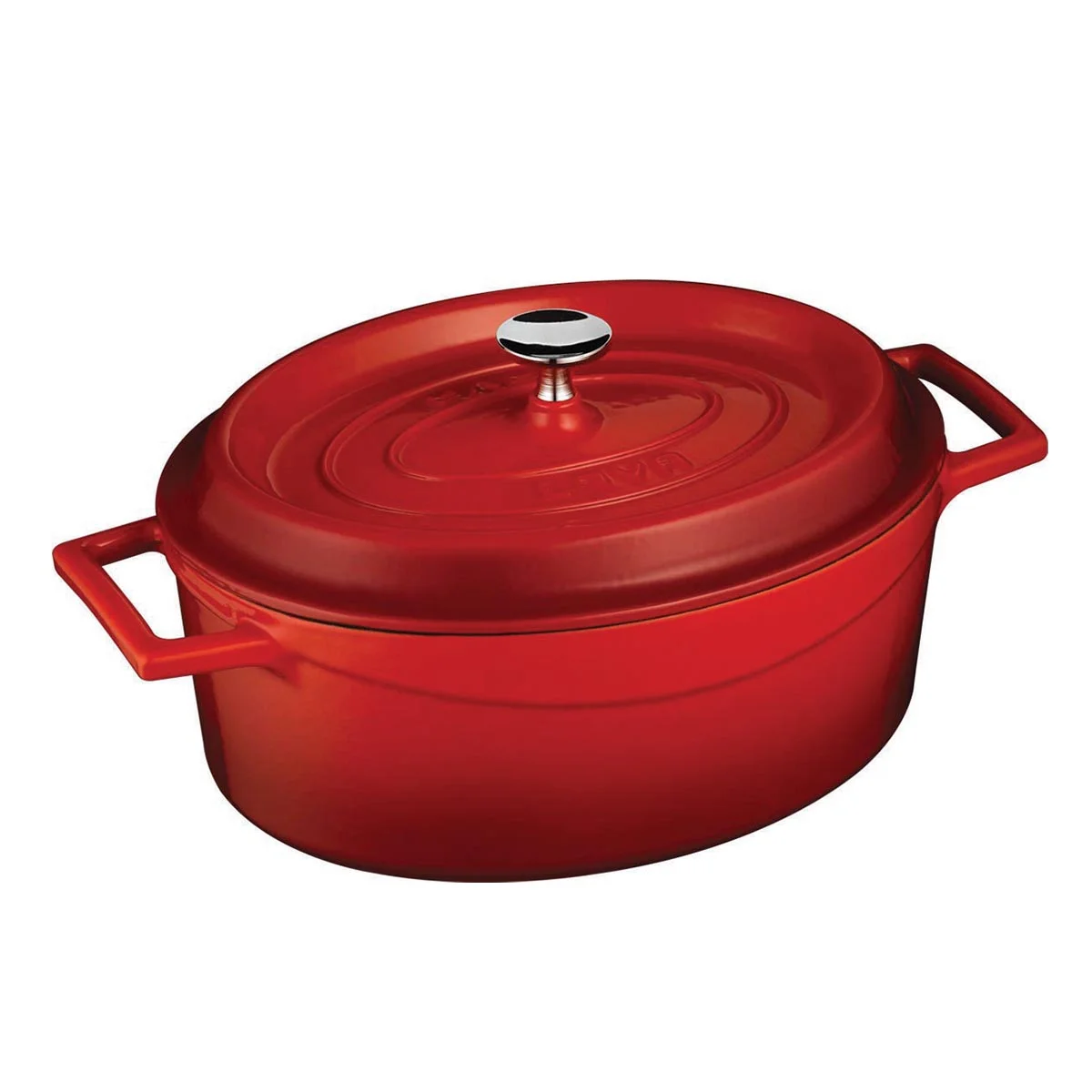 LAVA 6.75 Quarts Cast Iron Dutch Oven: Multipurpose Stylish Oval Shape Dutch Oven Pot with Three Layers of Enamel Coated with Trendy Lid (Blue)