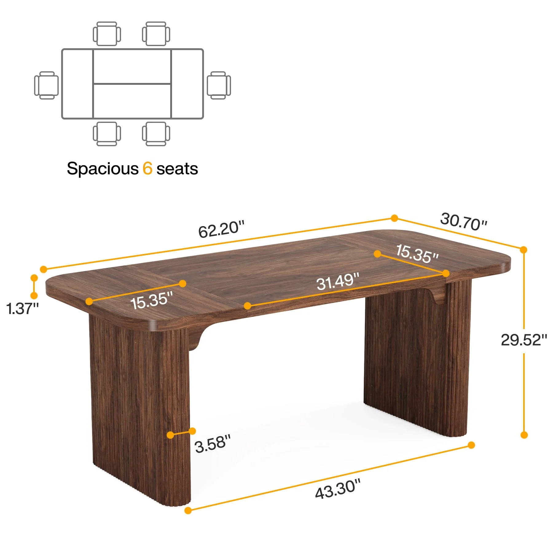 Tribesigns 63'' Computer Desk, Simple Rectangular Writing Table for Home Office Study Room Bedroom