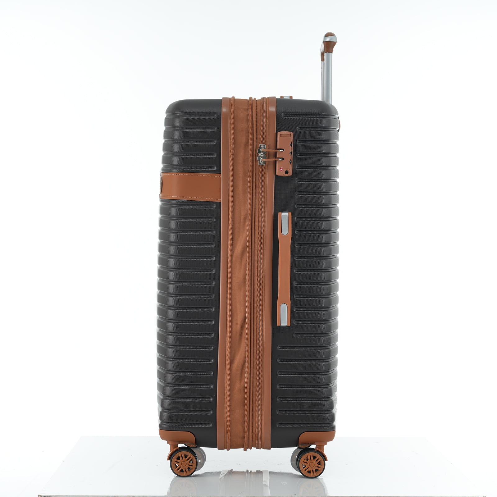 Kojooin 4 Piece Hardshell Expandable Suitcase Set with TSA Lock and Spinner Wheels, Chocolate