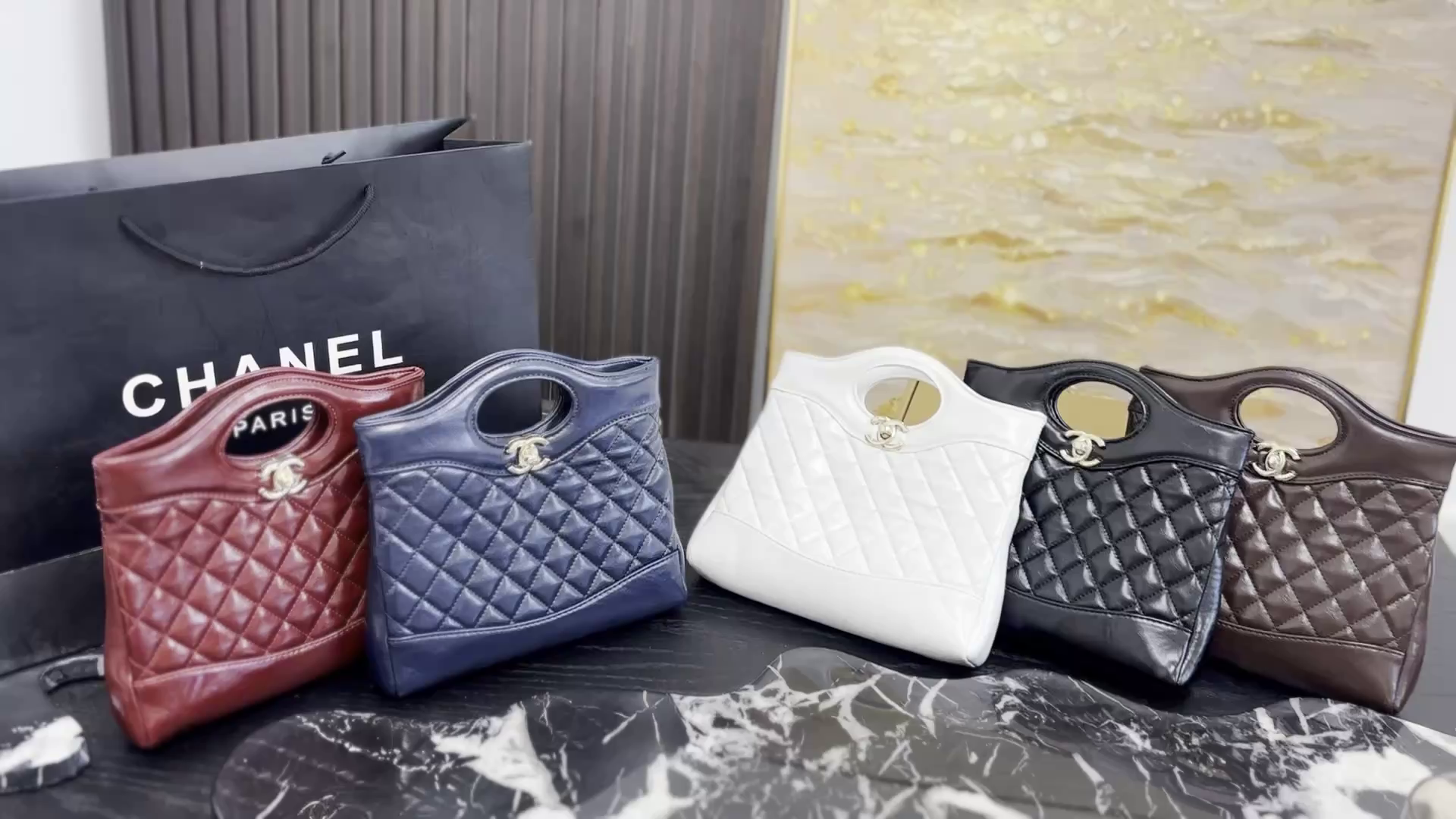 Chanel Quilted Leather Cutout Handle Tote Bag