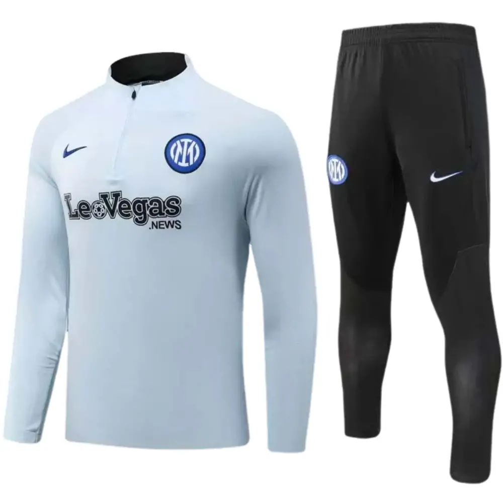 2023 Internazionale Milan Half-Pull Training Suit Baby blue Football Jersey 1:1  Thai Quality Set