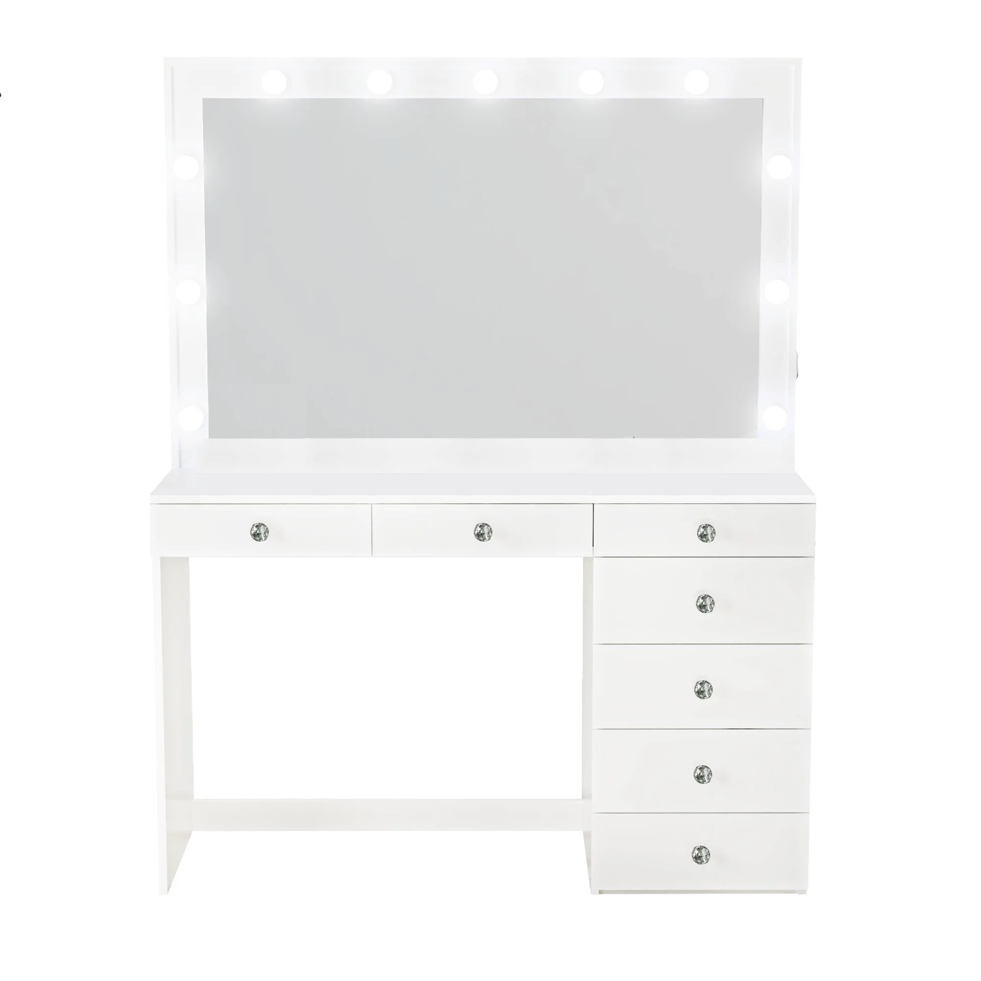 Ember Interiors Peggy Vanity Desk with Lighted Mirror and USB Ports
