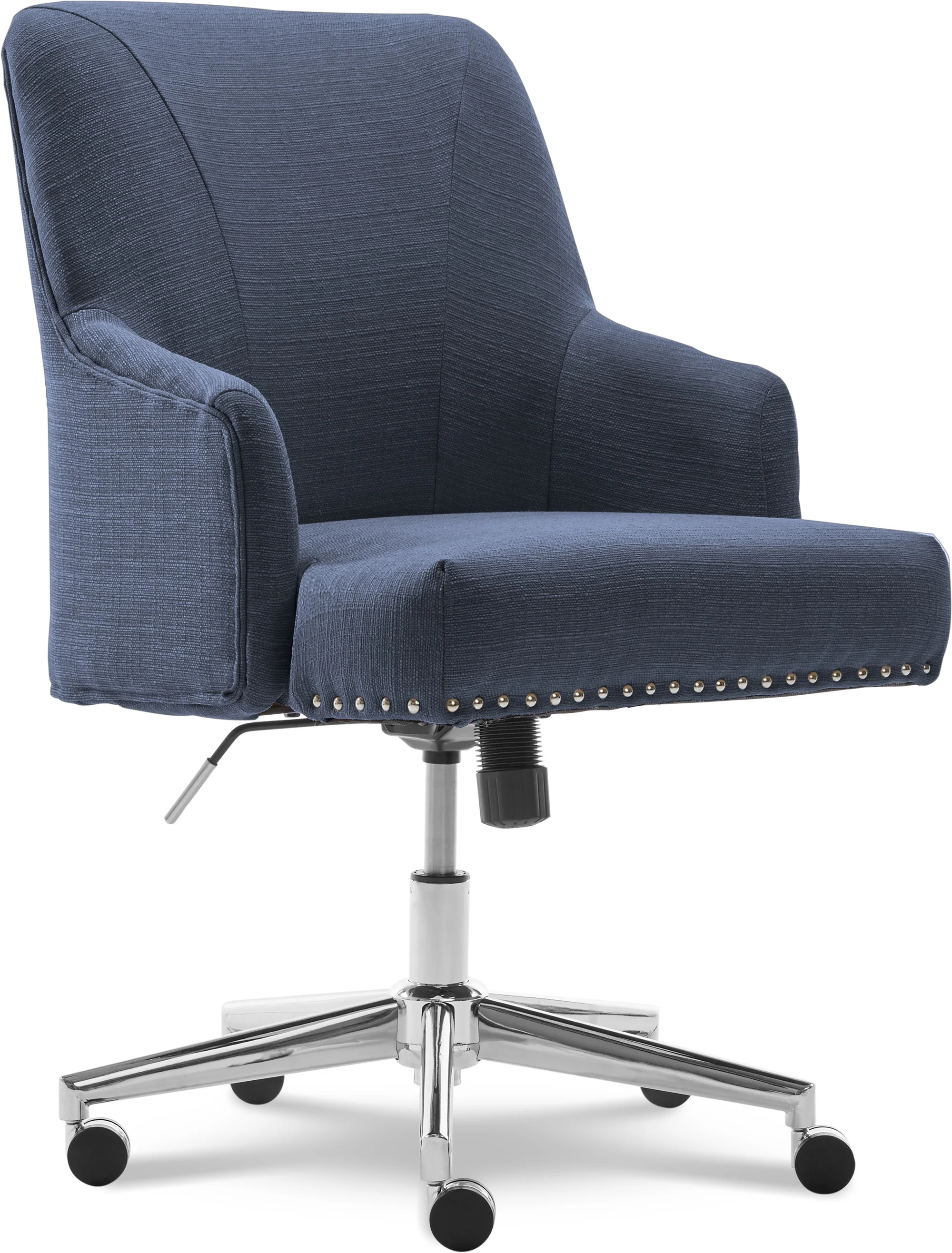 Serta Leighton Home Office Desk Chair Chrome Nailheads Twill Fabric Lilac Purple