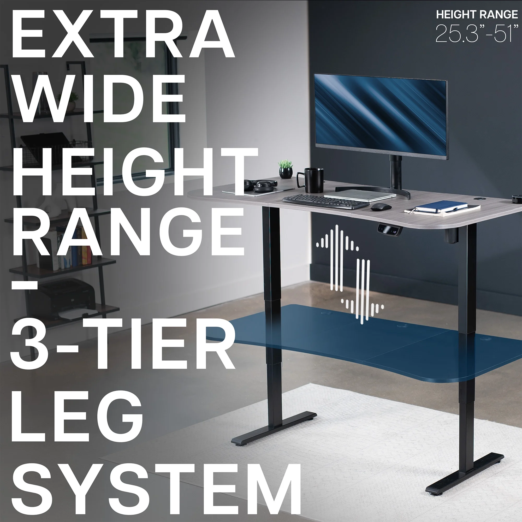 VIVO Reclaimed Wood / Black 63�?x 32�?Electric Height Adjustable Stand Up Desk