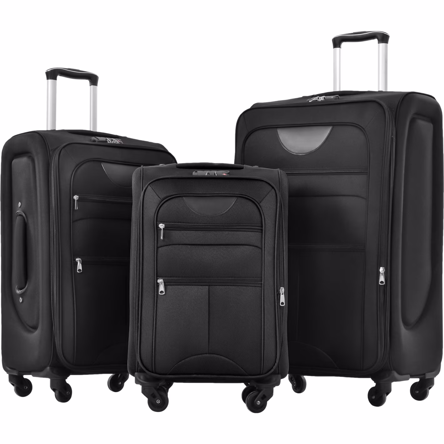 Expandable Softside Luggage Sets 3 Piece,Upright Spinner Suitcases with Wheels,Lightweight Carry on Luggage Travel Set,Green