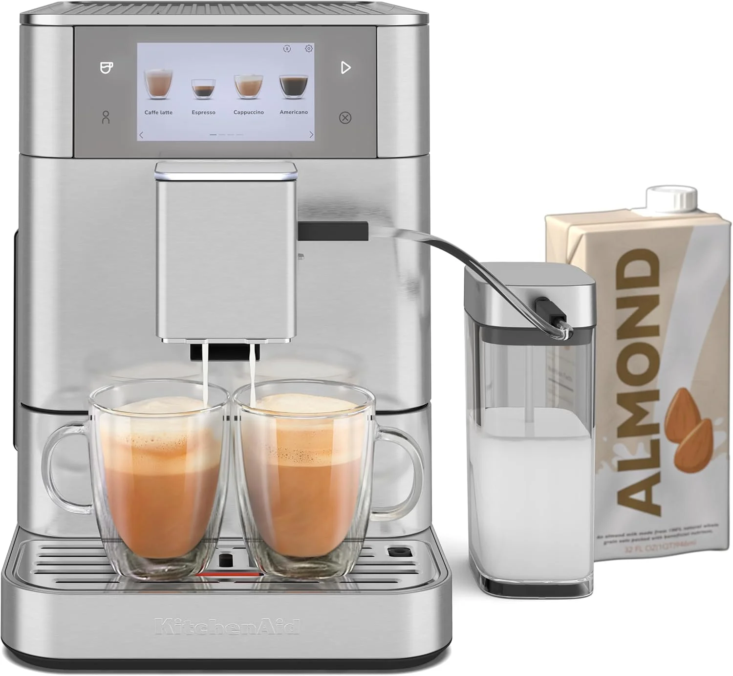 KitchenAid Fully Automatic Espresso Machine KF8 with Milk Attachment & Plant Based Milk Options, KES8558SX, Stainless Steel