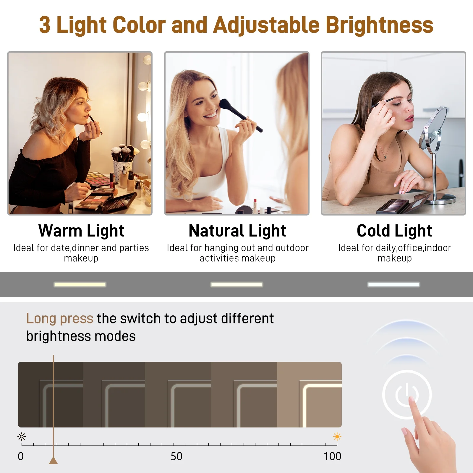 Blotout 62'' Large Vanity Desk w/60000-color LED Lights, Tempered Glass Top, Power Outlet, Makeup Vanity Table w/ 3 Lights Mode Mirror, 9 Drawers, 2 RGB Cabinets, LED Dressing Table for Girls, Women