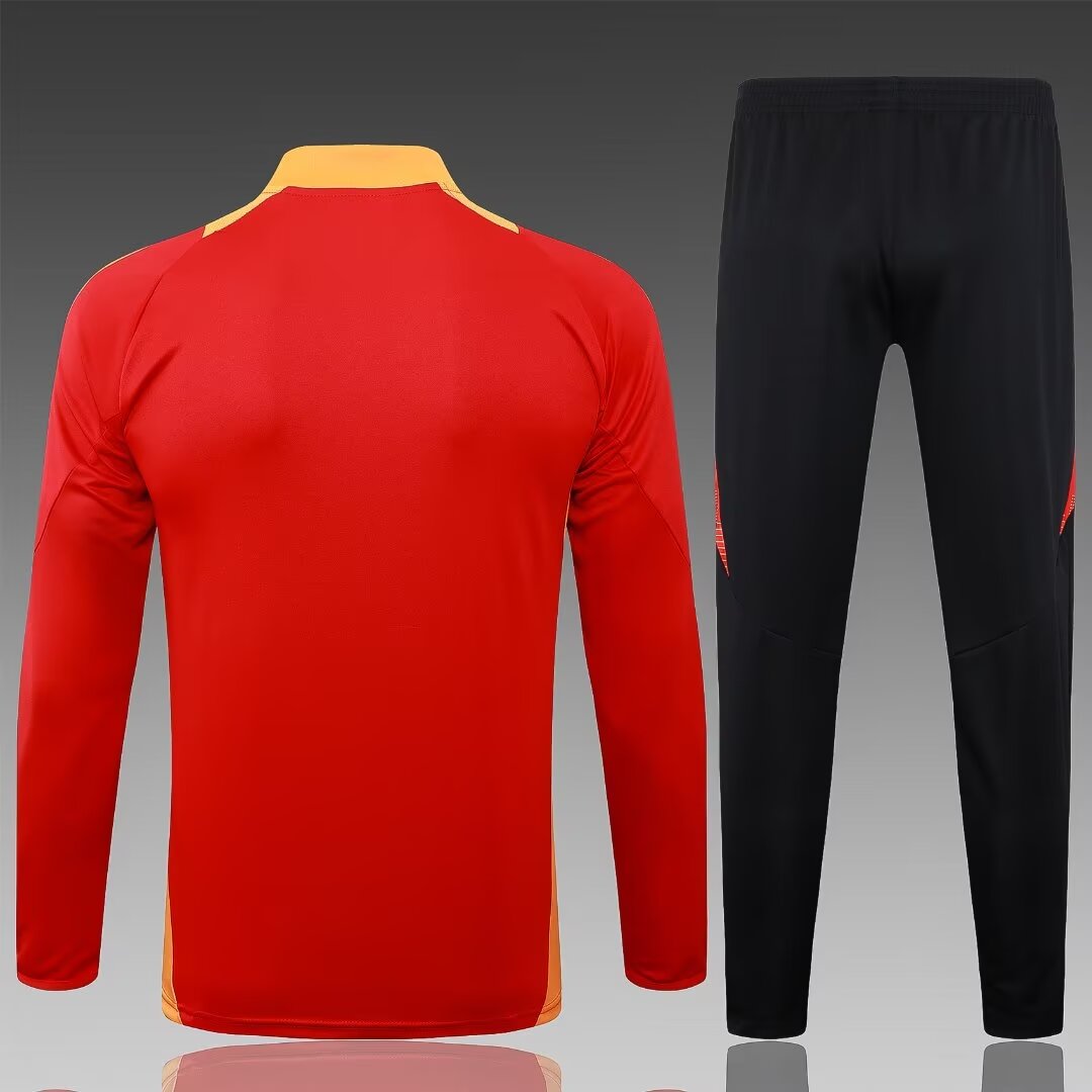 2024/2025 Bayern Munich Half-Pull Training Suit Red(Yellow collar)Football Shirt 1:1 Thai Quality