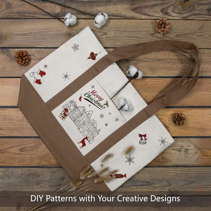 CANVORY 1-Pack Canvas Tote Bag with an External Pocket