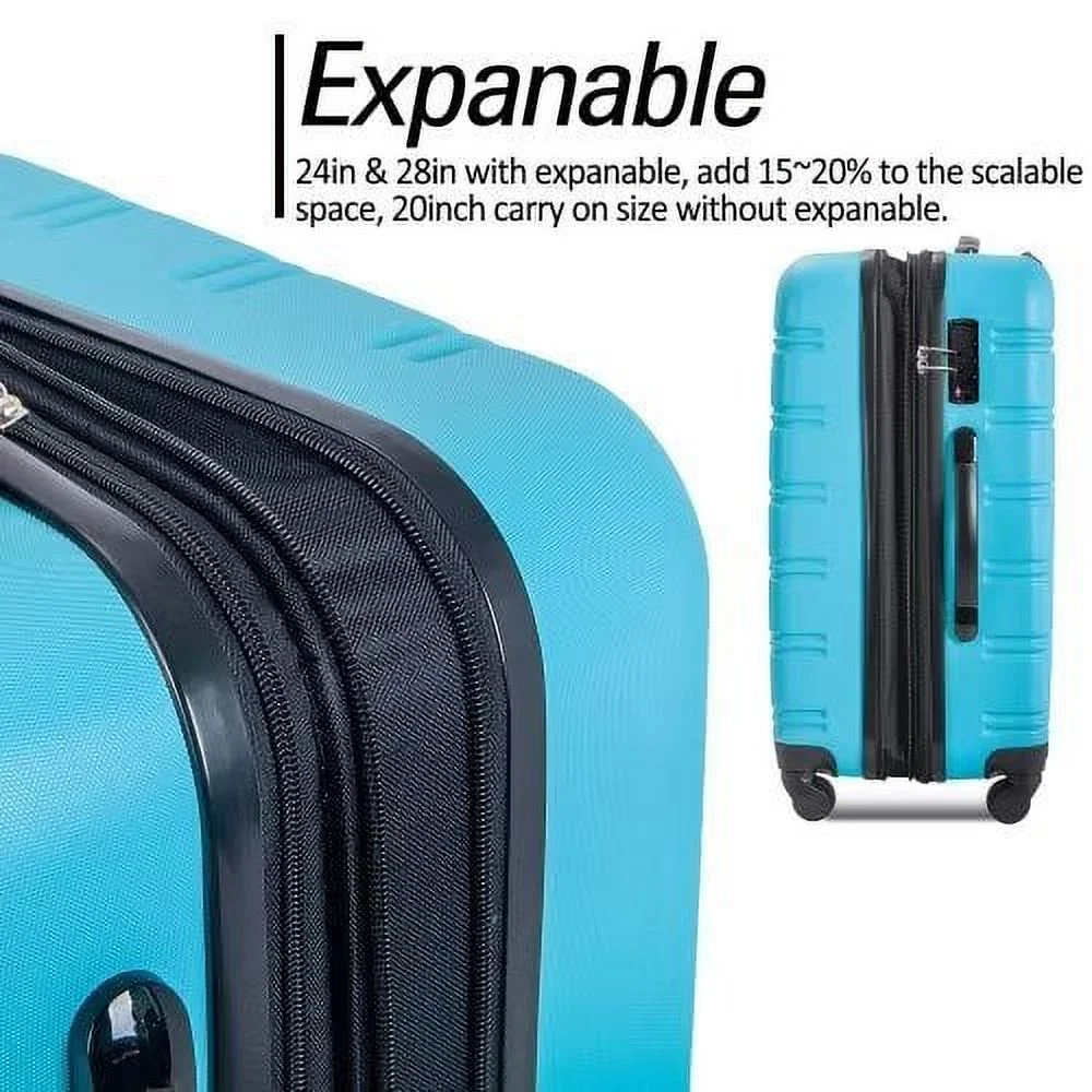 Expandable Suitcase Set of 3 with Double Spinner Wheels, Indestructible PP Material Hard Shell Luggage Sets TSA Lock, Carry on Expandable, Lightweight,20