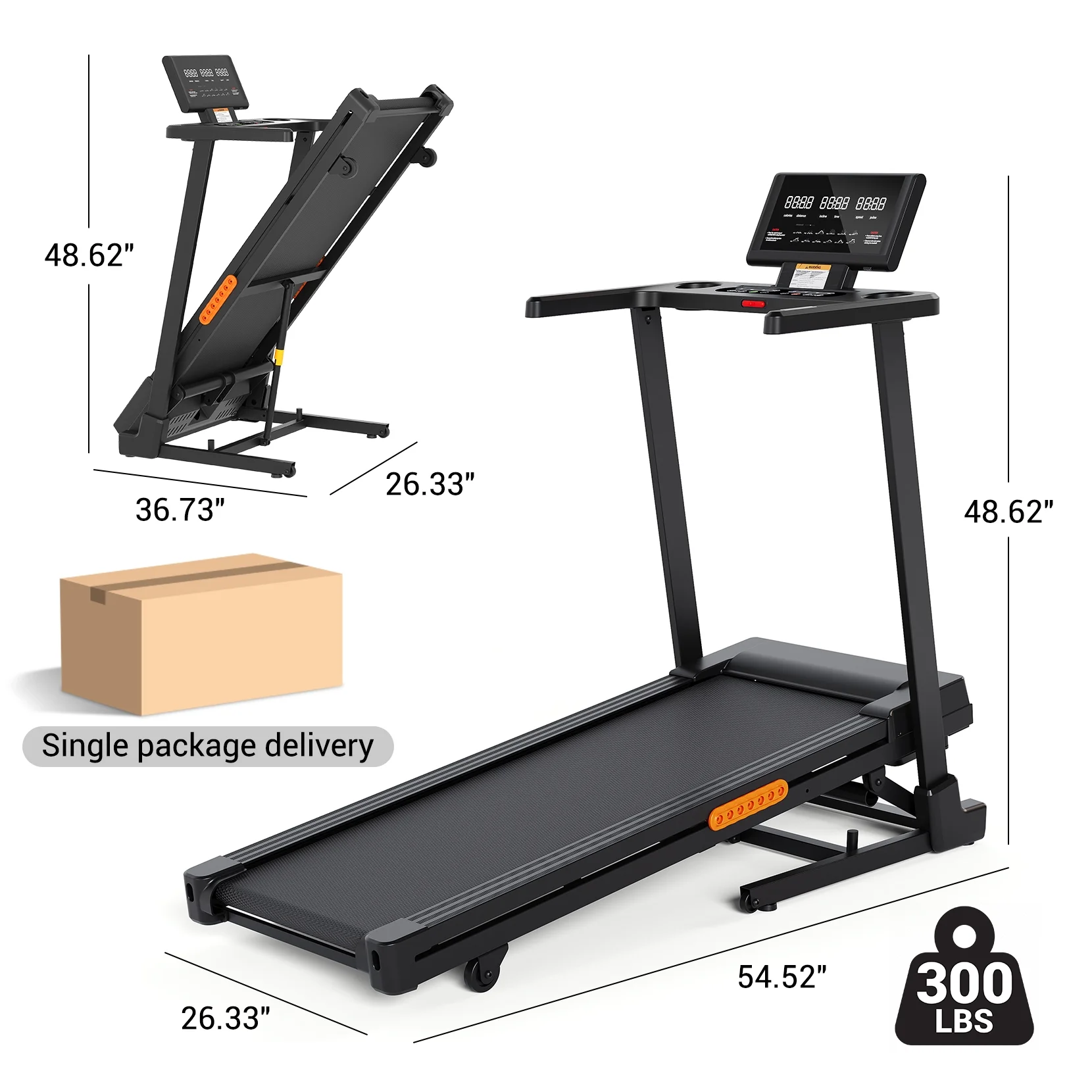 Foldable Treadmill, Dprodo 2-in-1 Walking Pad 3.0HP Under Desk Treadmill, Widened 18.1 inche Running Belt,Speeds 0.5-8Mph Exercise Treadmill 350 lbs Capacity with App Connection, Remote