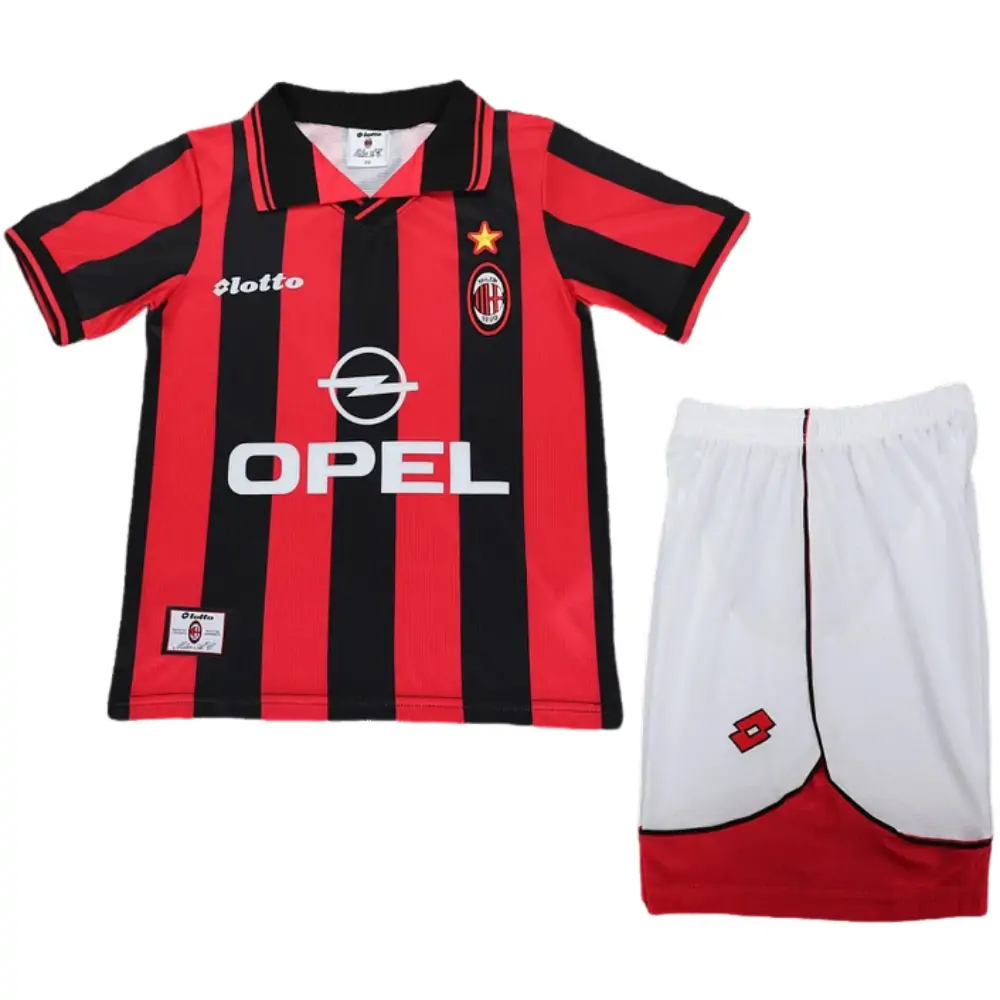 1997-98 AC Milan Home Retro Children's Jersey Set - Fans Edition
