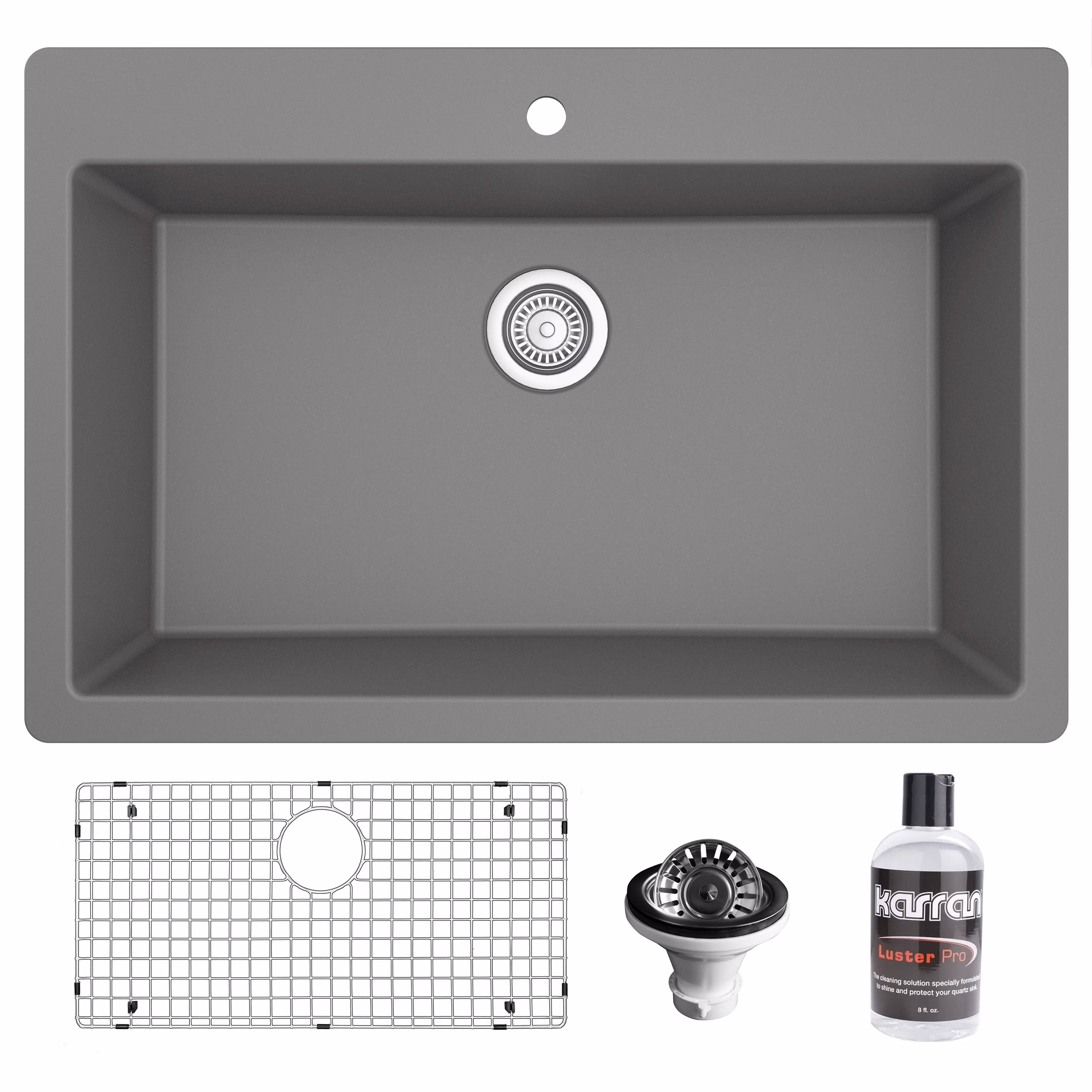 Karran  QT-812 Top Mount 33 in. Large Single Bowl Quartz Kitchen Sink Kit Black