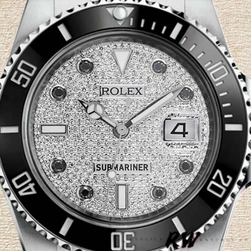 【Super Clone】Rolex Submariner 116610 Diamond Paved Dial Stainless Steel 40mm Mens Replica Watch