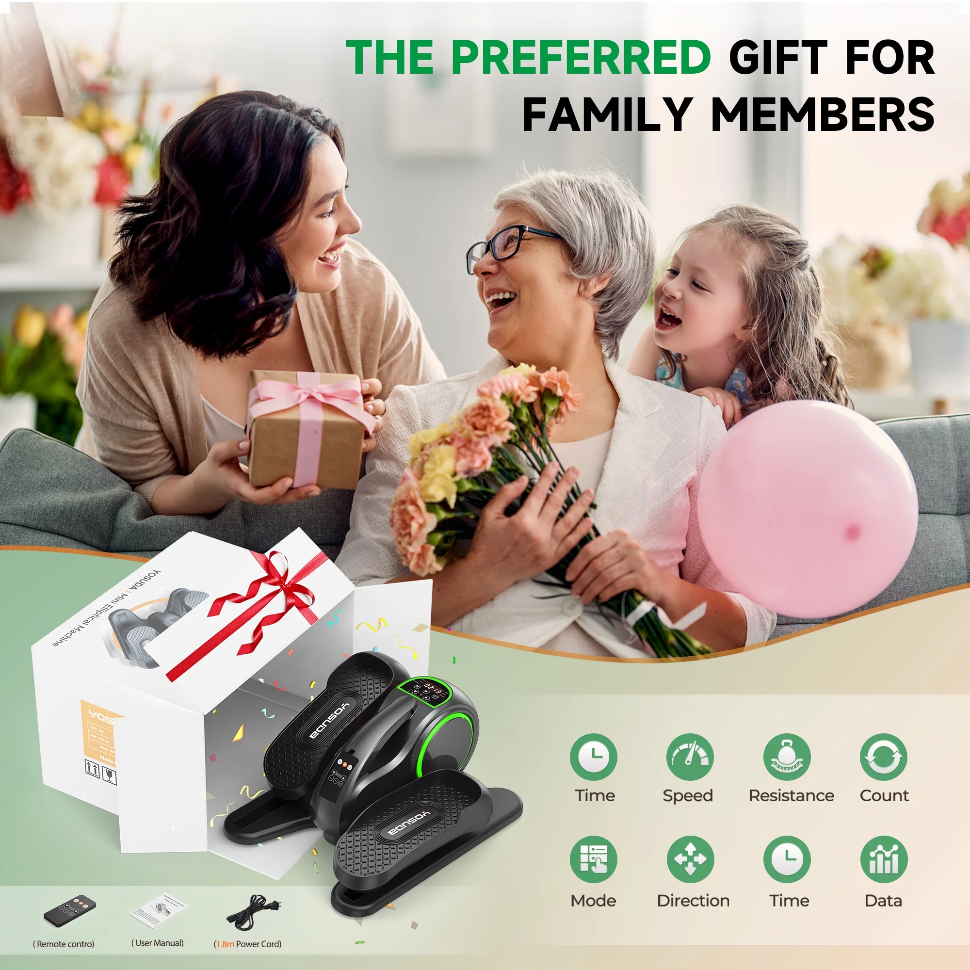 UPGO Under Desk Ellipticals Electric, Elipse Leg Pedal Exerciser for Seniors Fully Assembled, Seated Pedal Exerciser with Remote Control & Non-Slip Pedals