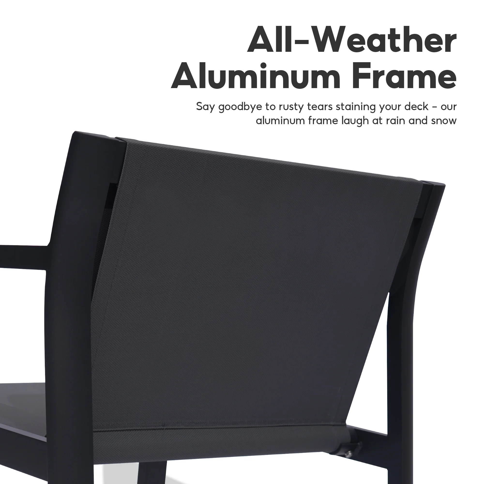 Letsout 4-Piece Aluminum Outdoor Conversation Sets with Detachable Cushions and Tempered Glass Table, Dark Grey/Gray