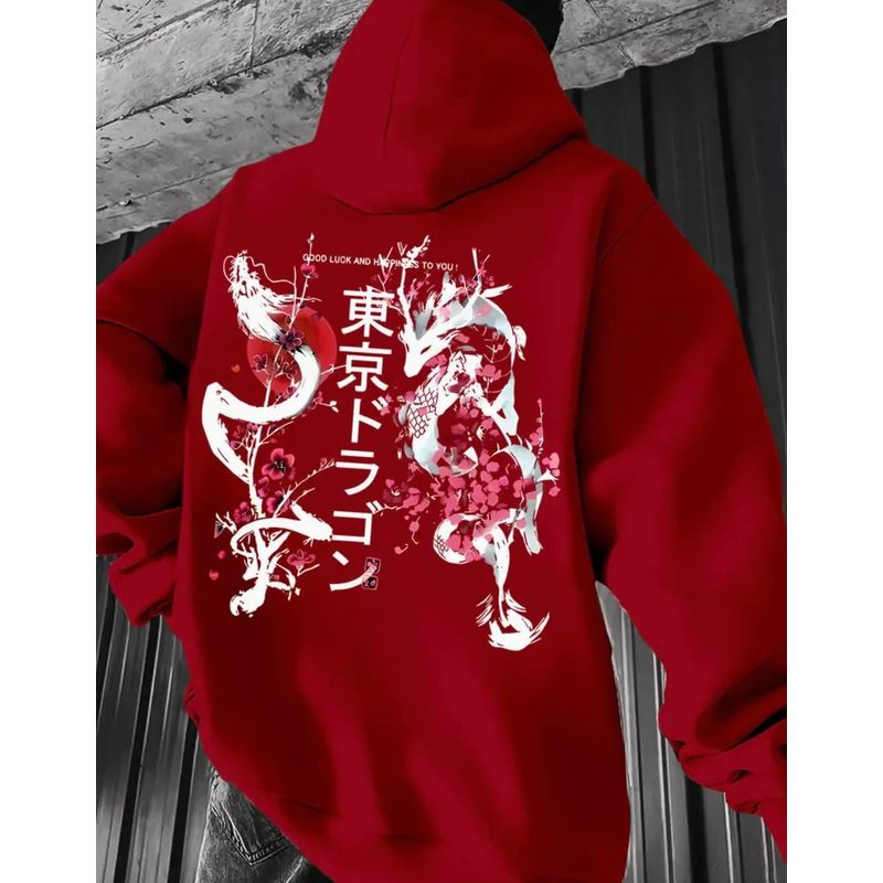 Men's Fleece Japanese Graphic Hoodies