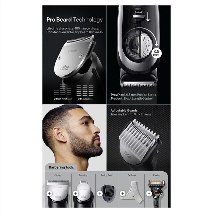 BRAUN - Regolabarba BT9420-NERO/GRIGIO