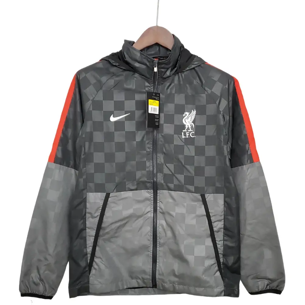 2021/2022 Liverpool Windbreaker Black-Grey Plaid Soccer Jersey 1:1 Thai Quality