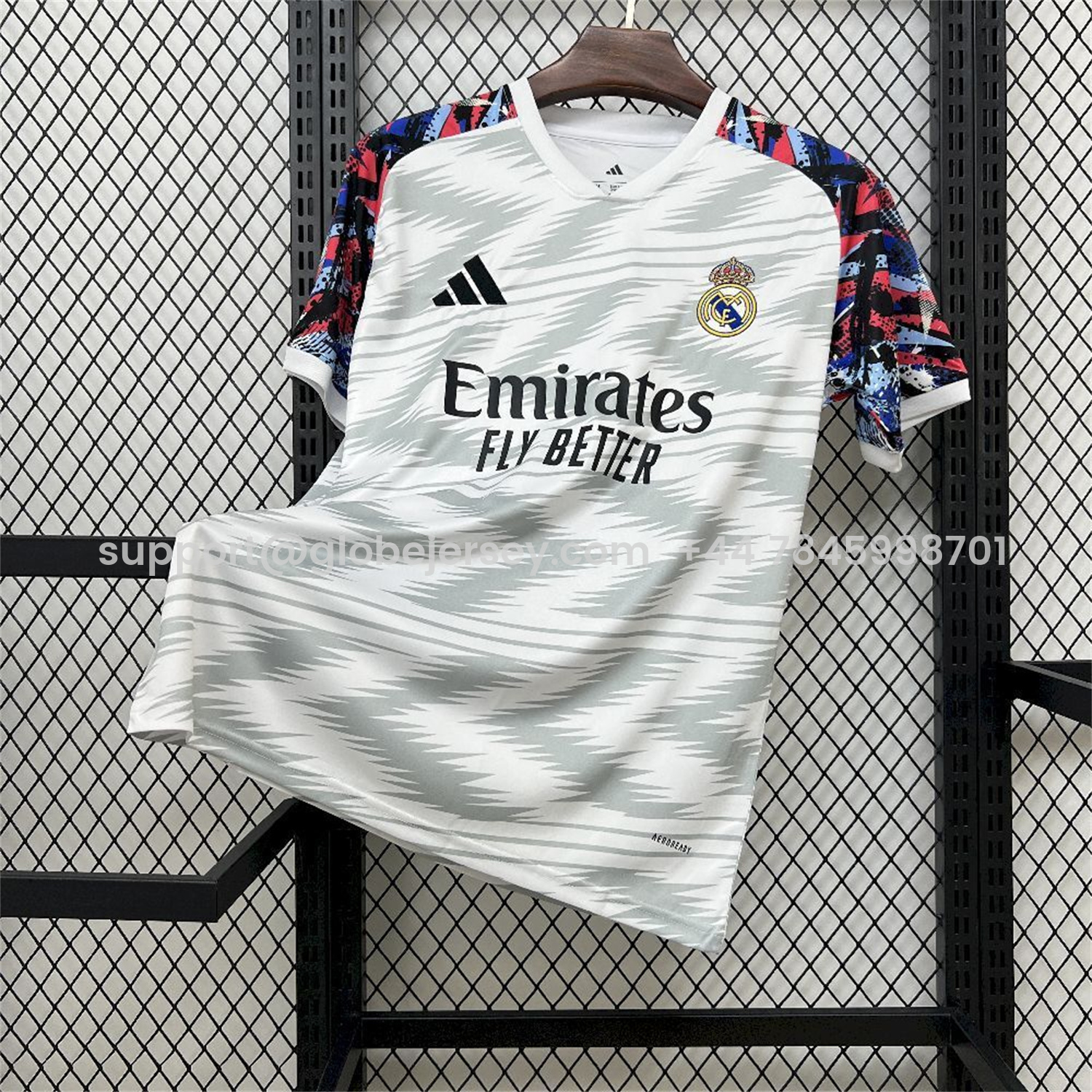 Real Madrid 25-26 Grey And White Pre-Match Training Jersey - Fans Version