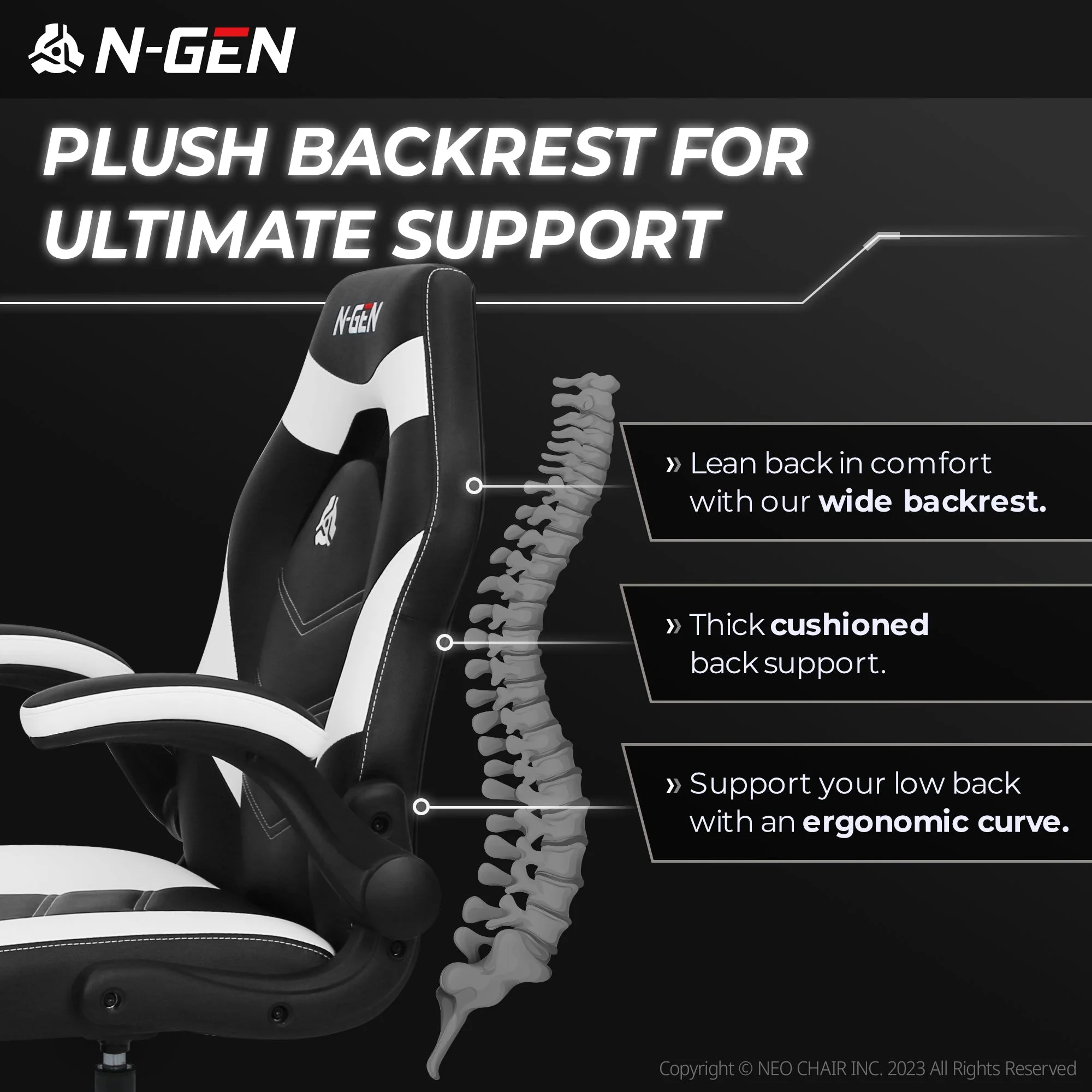 N-GEN Red Gaming Chair, Flip-up Armrest Computer Chair Ergonomic Office Chair PU Leather Desk Chair Executive Adjustable Swivel Task Chair
