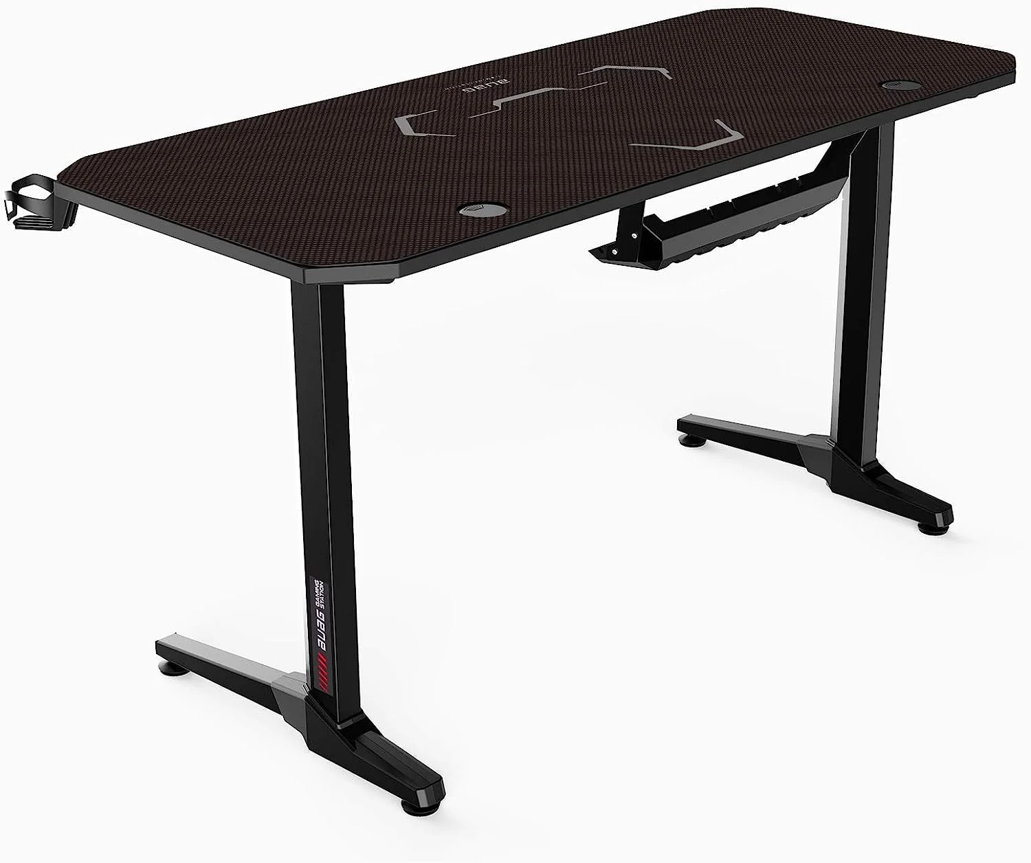 Arlopu 55'' Gaming Desk PC Laptop Computer Desk T-Shaped Gamer Table Workstation with Moused Pad, Cup Holder & Headphone Hook