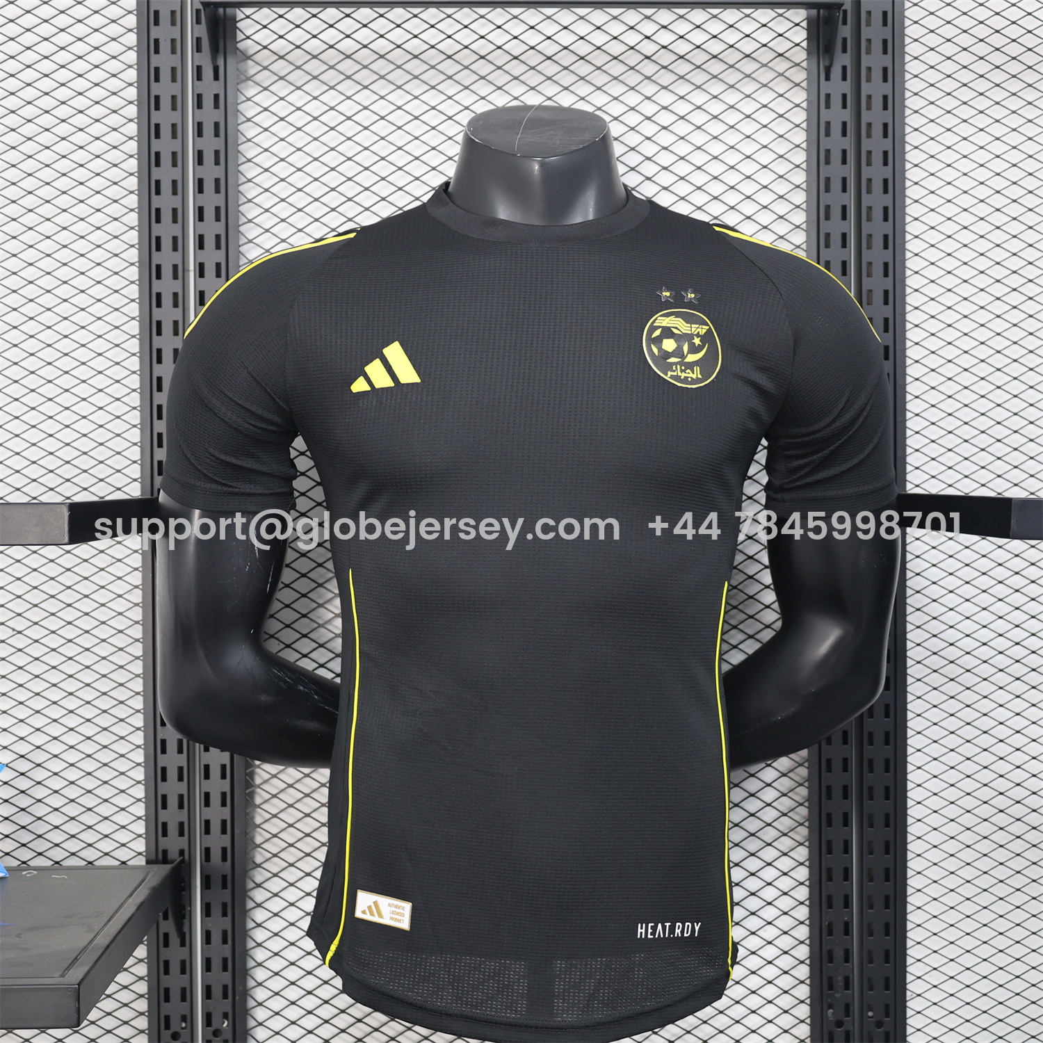 Algeria 25-26 Pure Black Jersey with Yellow Line - Player Version