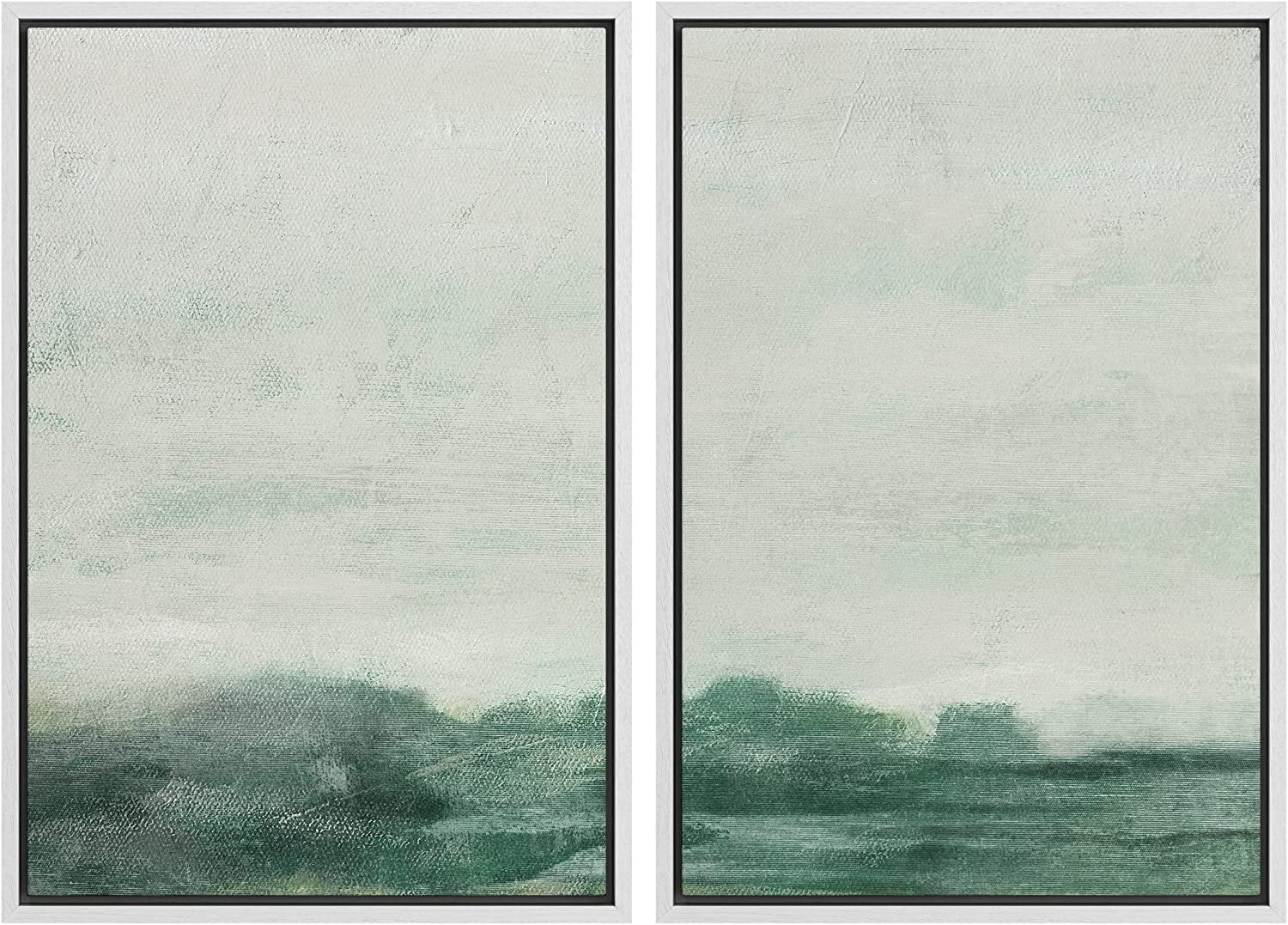 IDEA4WALL Framed Canvas Print Wall Art Set of 2 Watercolor Pastel Duotone Tan Landscape Abstract Modern Art Multicolor Contemporary Artwork for Bedroom, Office - 16