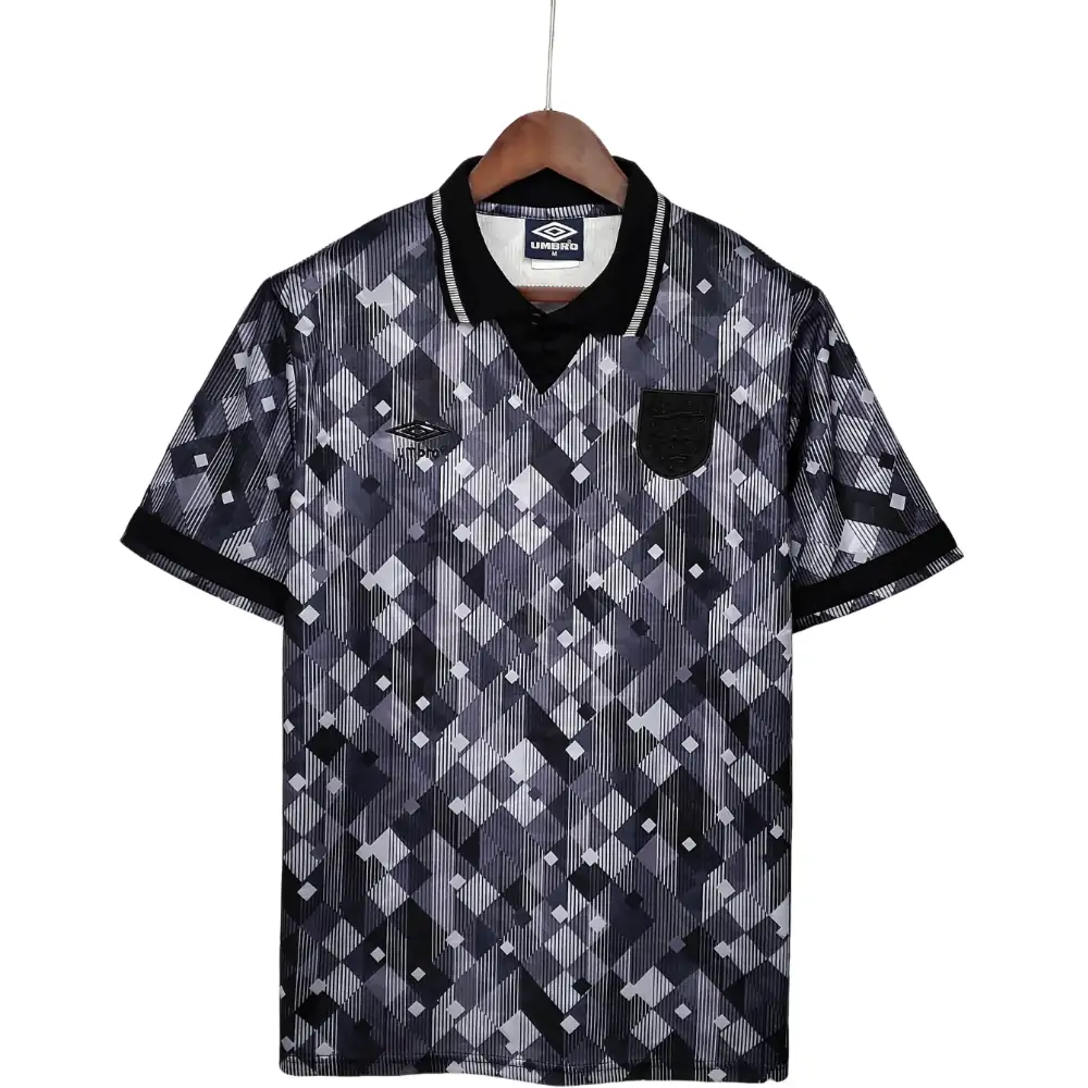 1990 Retro England Blackout Special Edition Black Soccer Jersey
