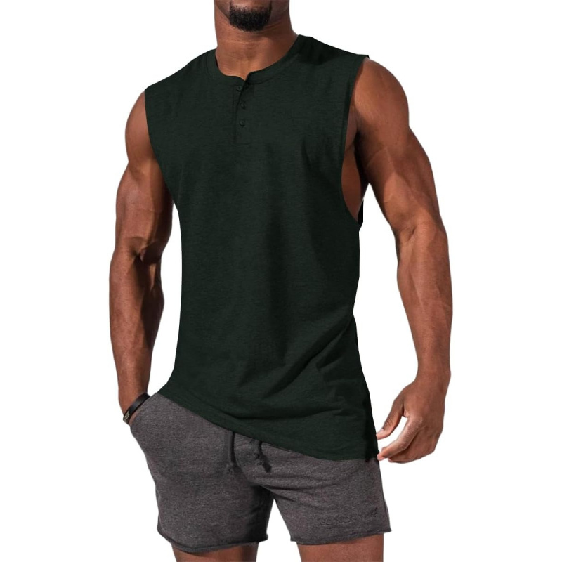 Men's Sleeveless Tank Tops Crewneck Solid Loose Fit Shirt