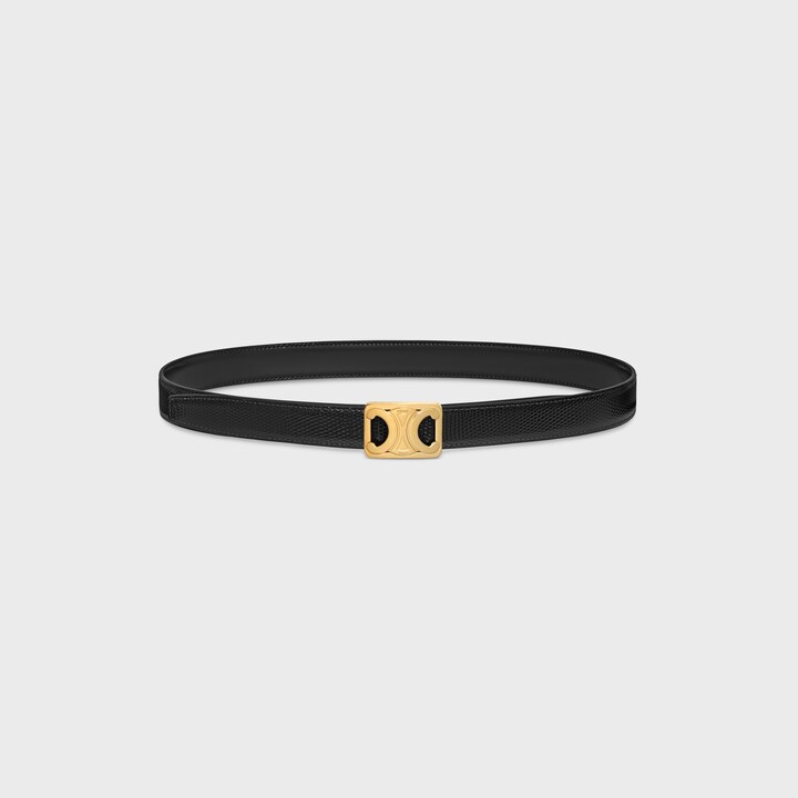 MEDIUM REVERSIBLE FRAMED TRIOMPHE BELT in TAURILLON AND LIZARD EMBOSSED CALFSKIN