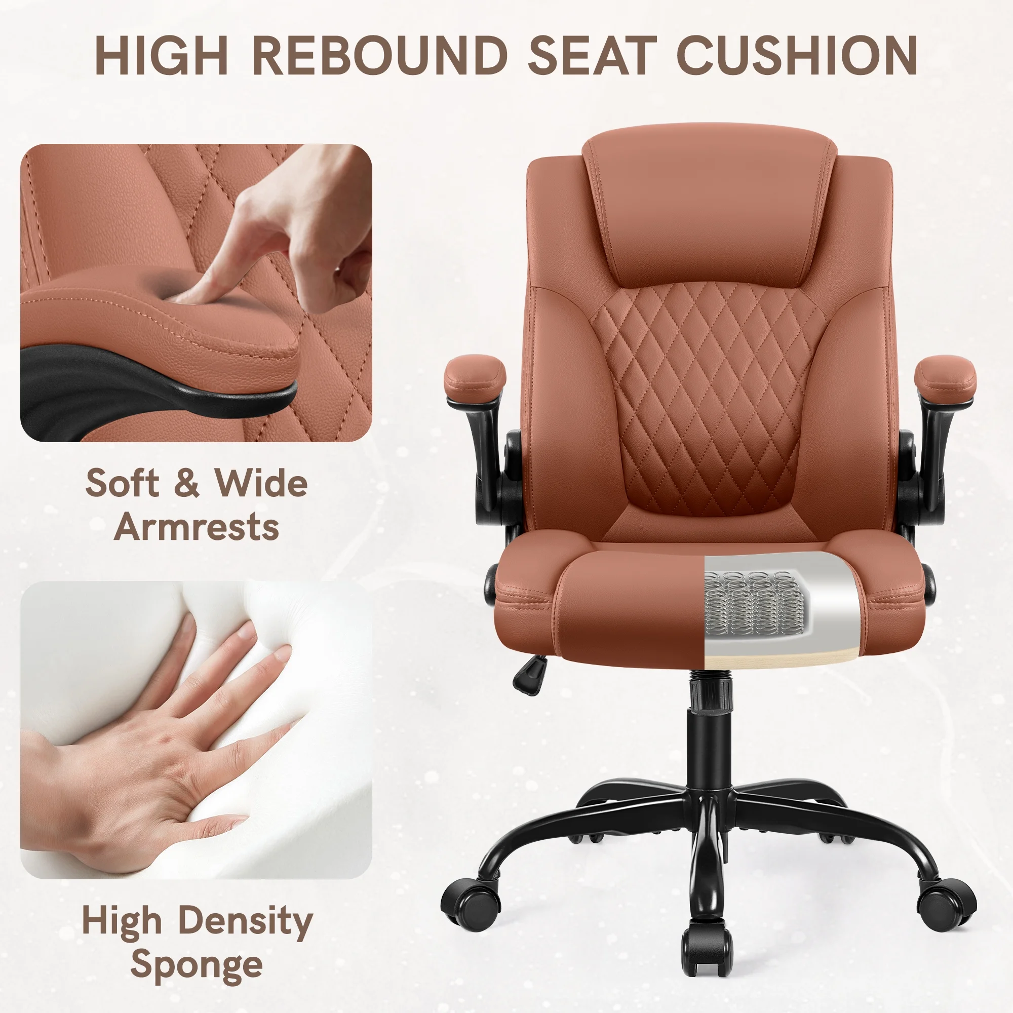 COOLHUT Leather Office Chair, Big and Tall Office Chair 400LBS Wide Seat Ergonomic Computer Desk Chair High Back Executive Leather Chair Adjustable Task Chair Lumbar Back with 8-Year Warranty, Black