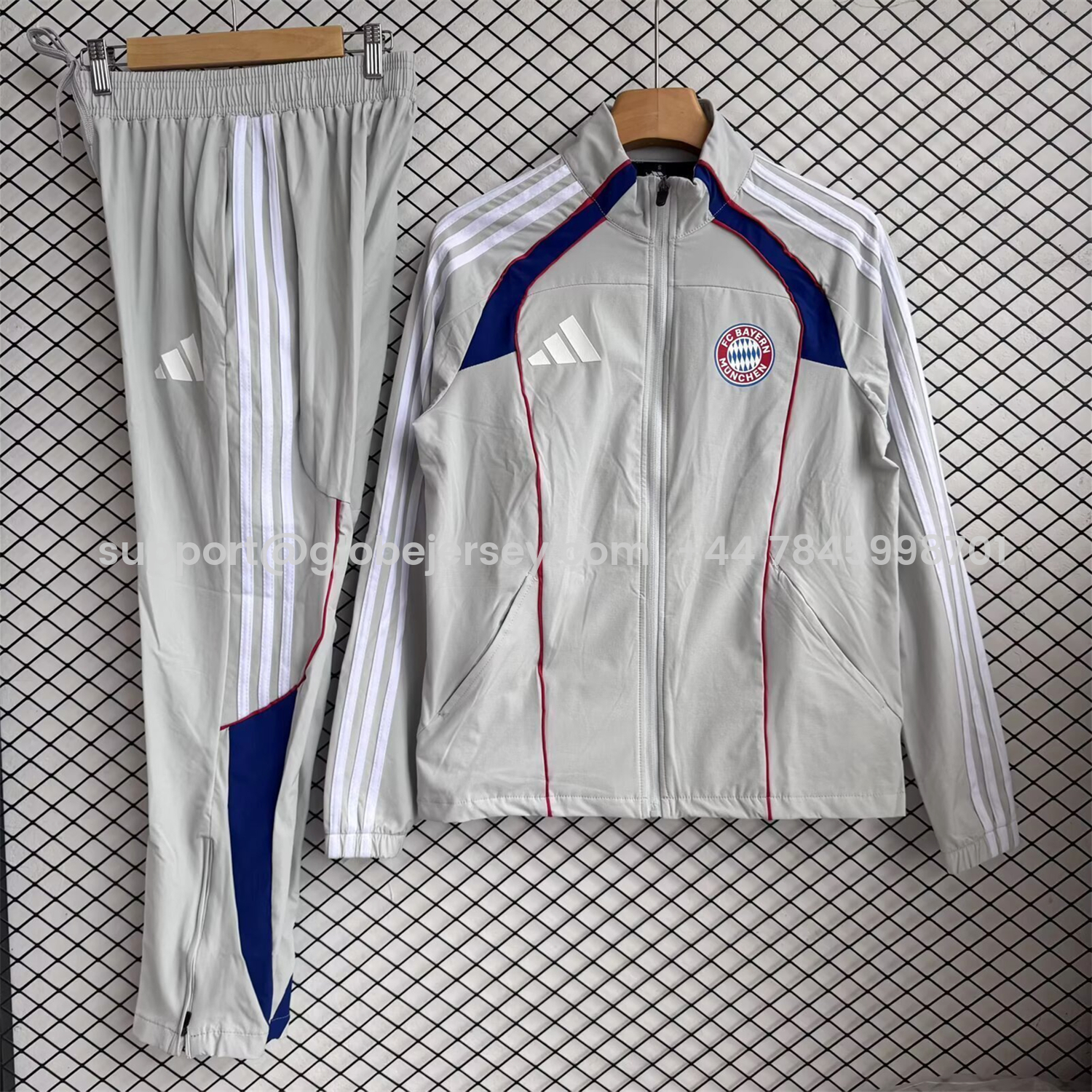 Bayern Munich 25-26 Red Lines Windbreaker Training Set - White Top and Pants