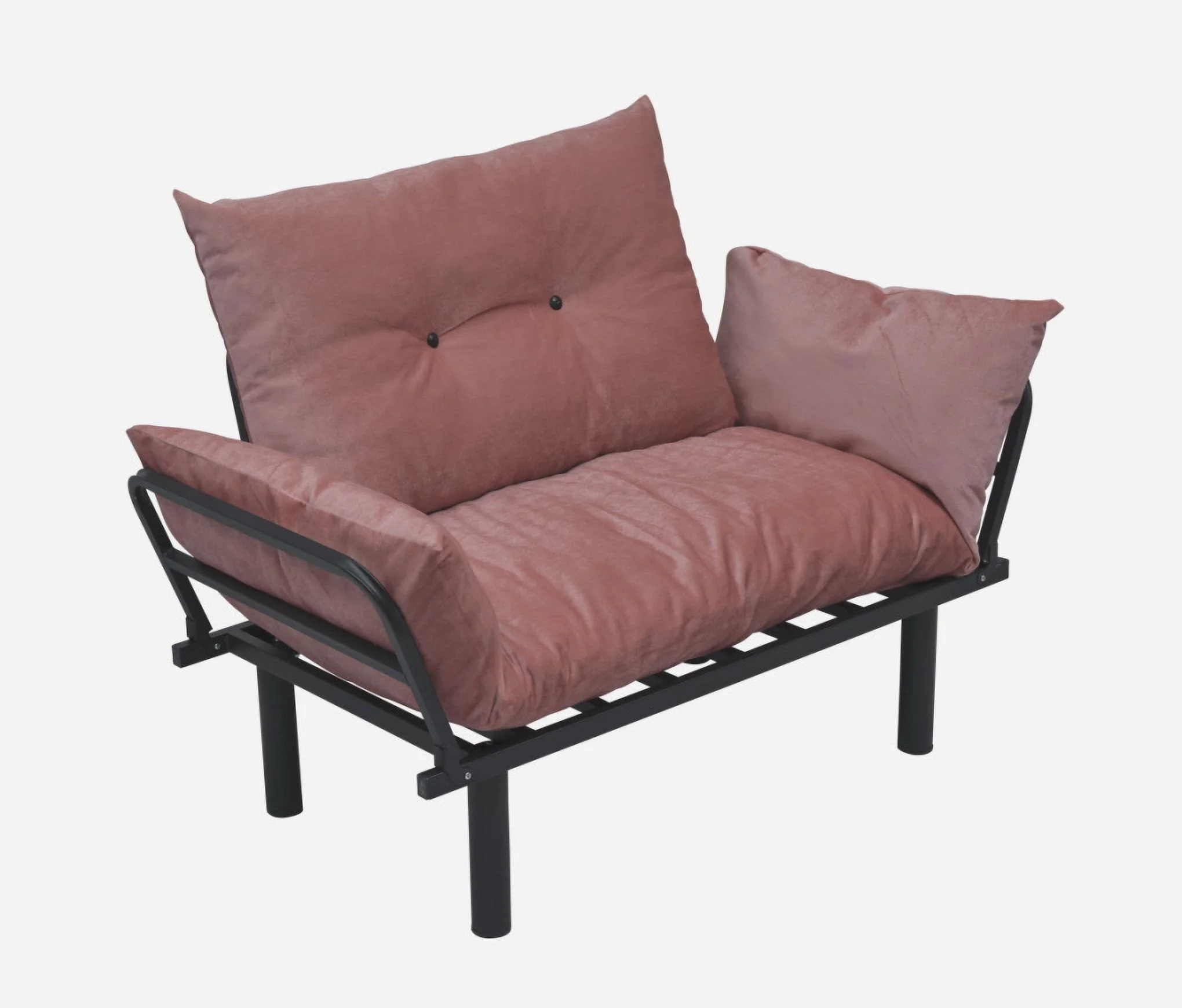 JINS&VICO Futon Love Seats with Adjustable Backrest, 2 Seat Convertible Sofa for Living Room, Small Space, Offices, Dorm, Studio,Sofa Chair(Pink)